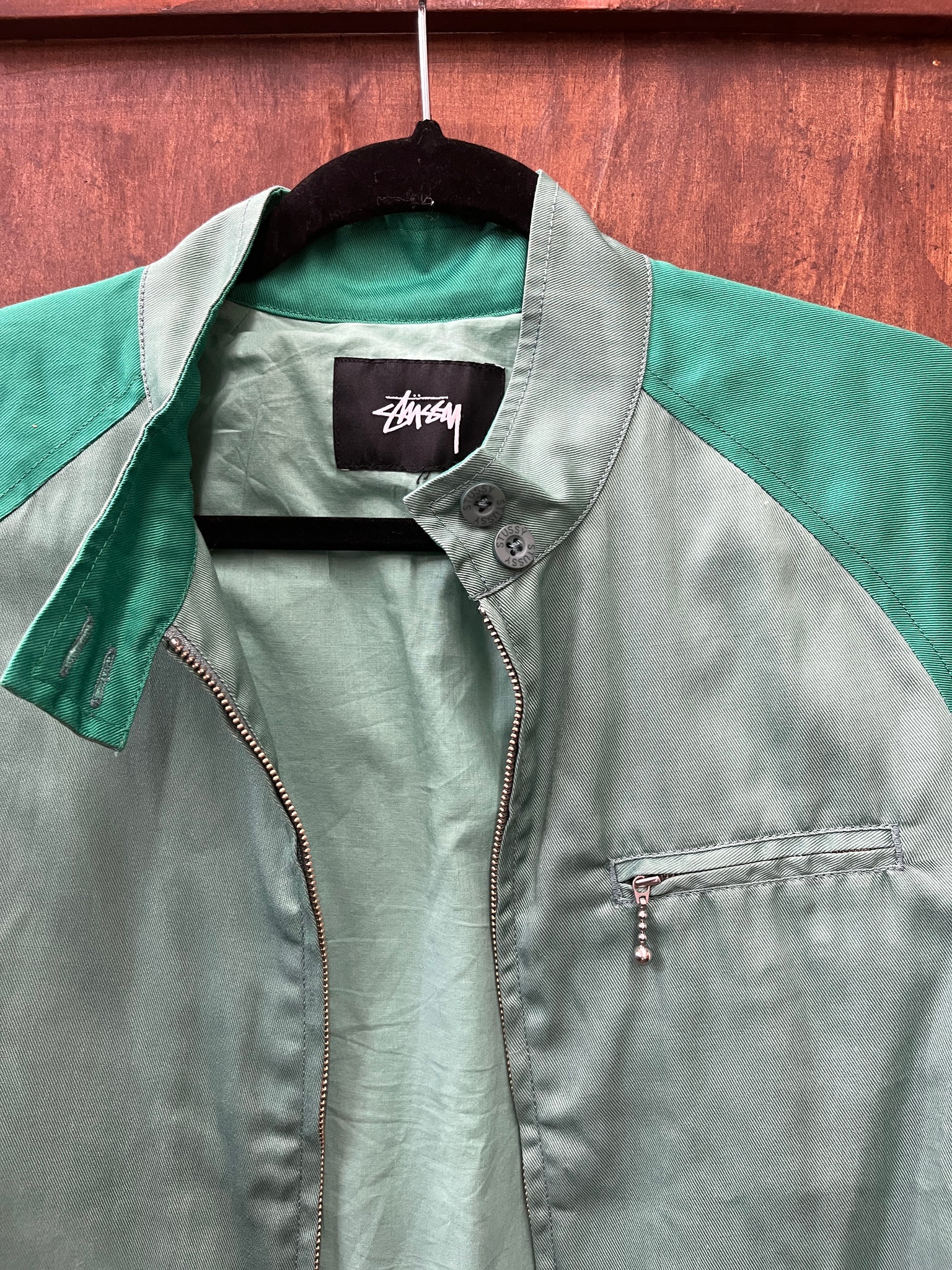 MODERN MENS-JACKET-Stussy-two toned green cropped