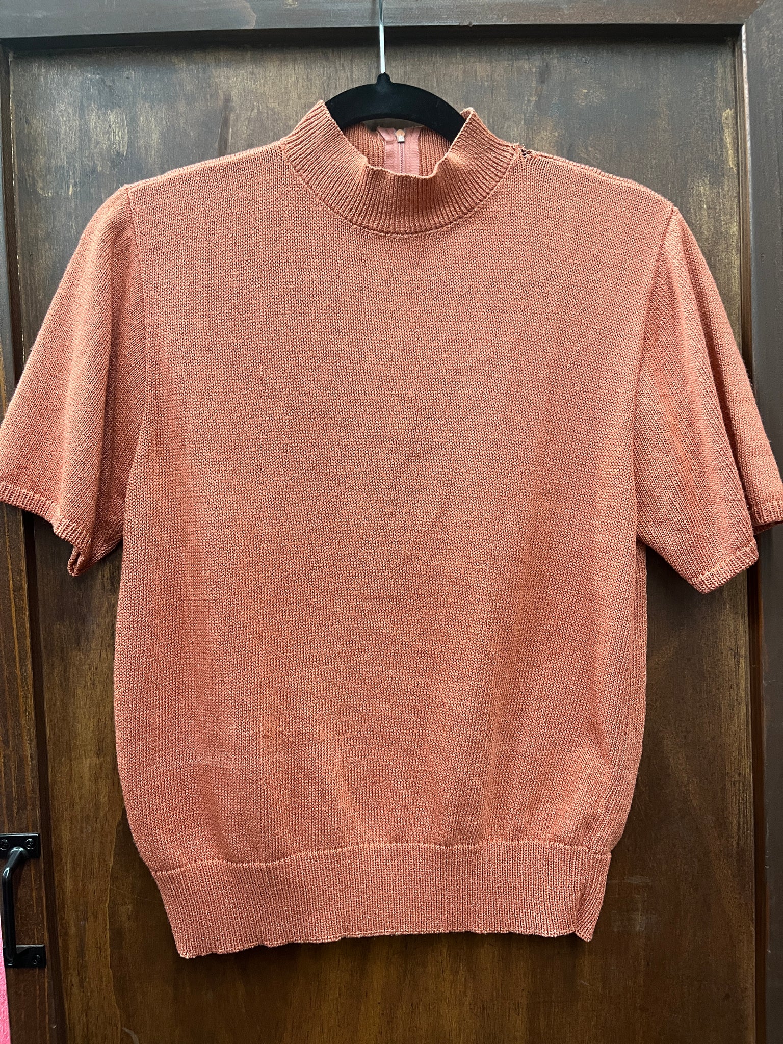1960s SWEATER- Burnt orange mock turtleneck ss AS IS