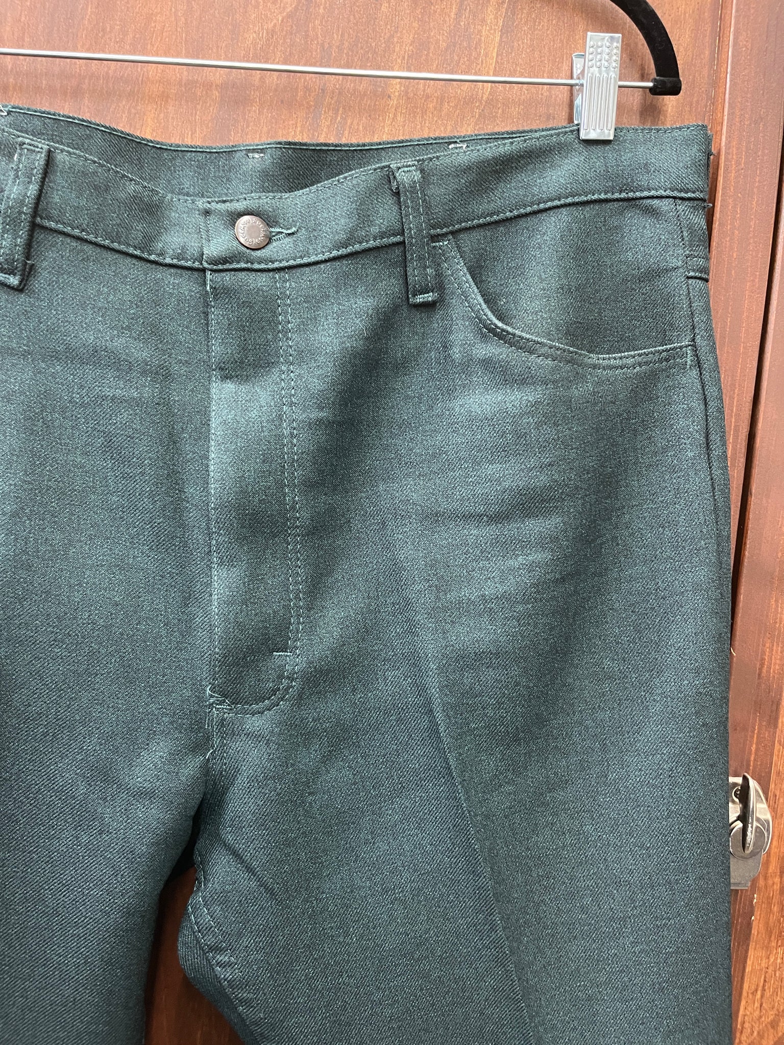 1970s MENS PANTS- Wrangler- forest green polyester