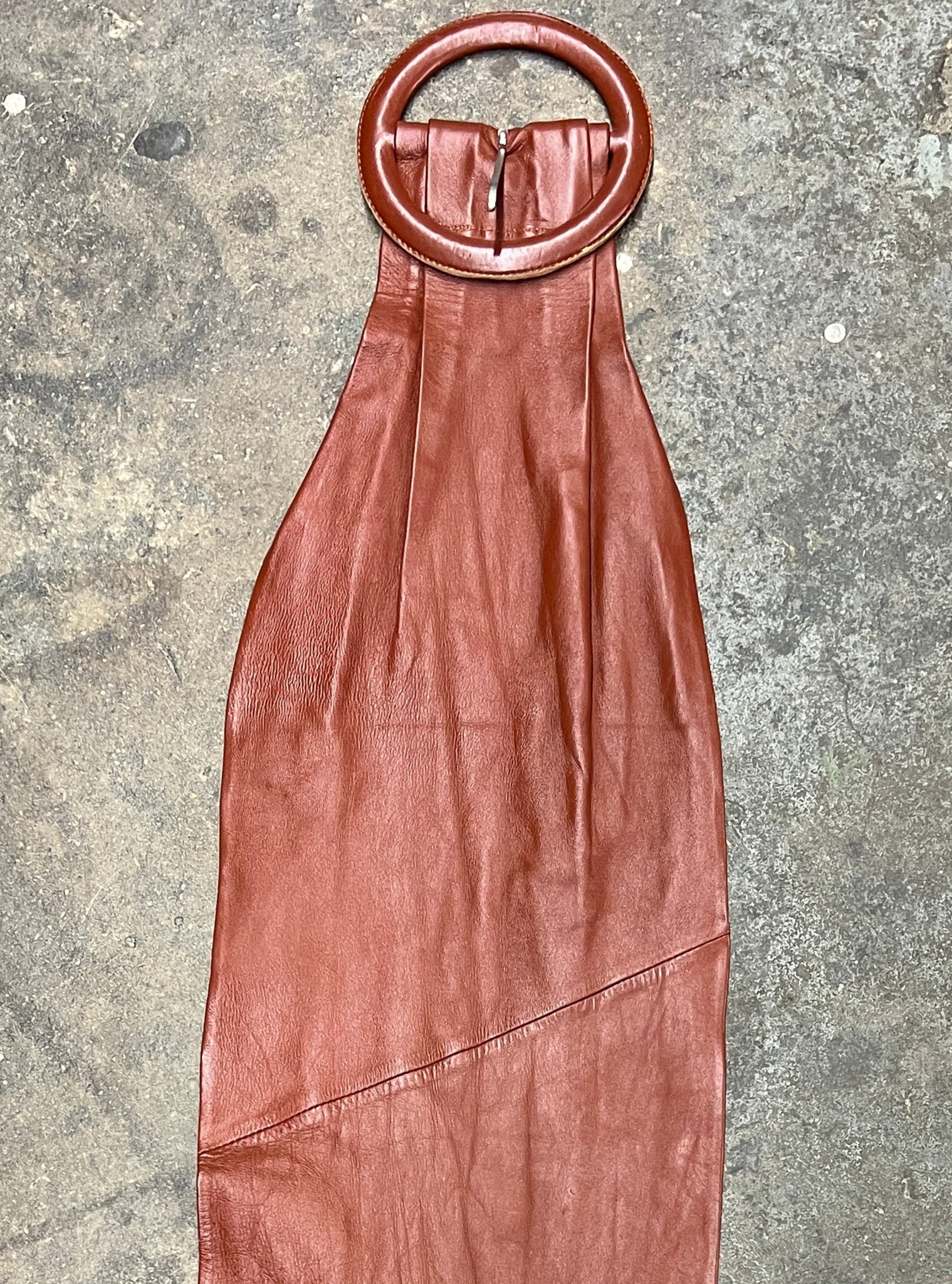 RENTAL 1970s ACCESSORIES-BELTS- brown leather super wide