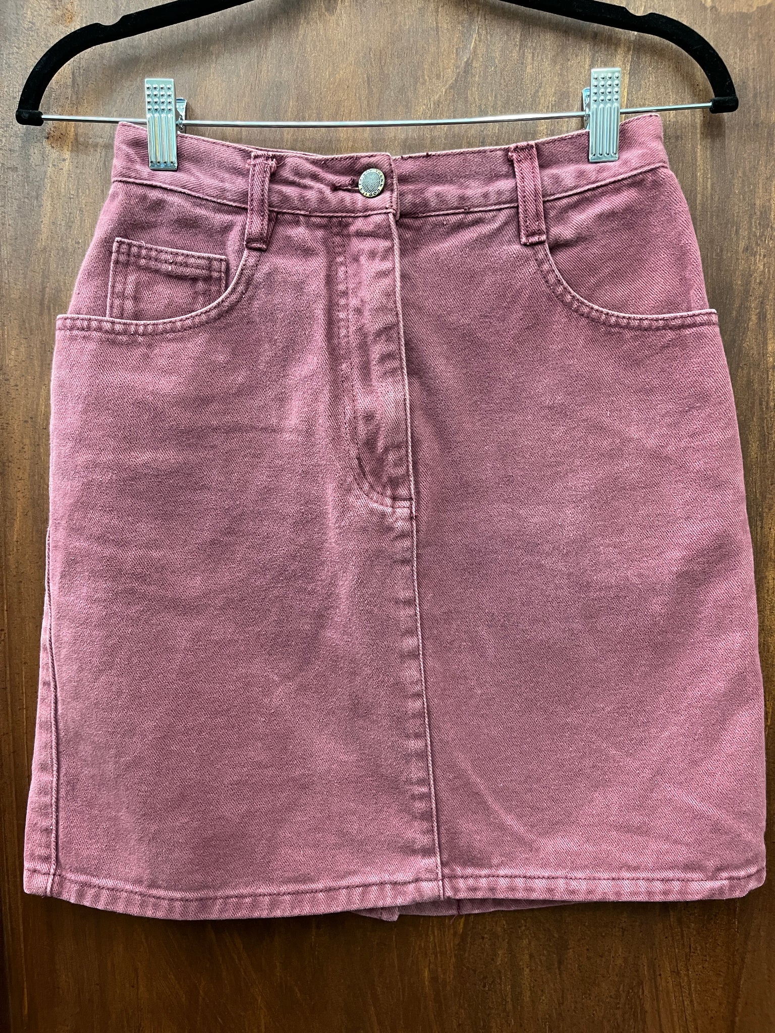 1990s SKIRT-DENIM- Raspberry mini straight
