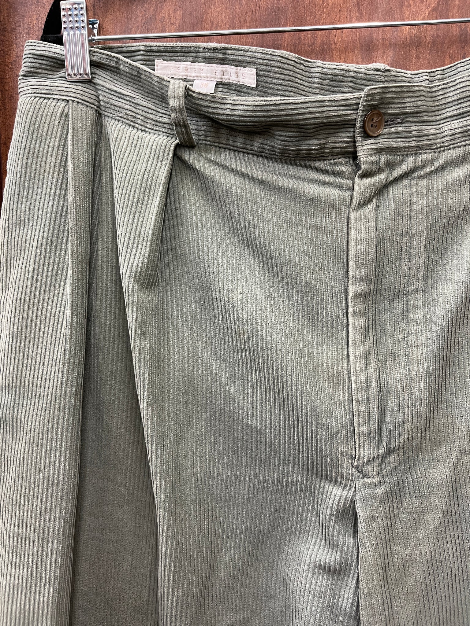 1990s MENS PANTS-Perry Ellis sage green corduroys