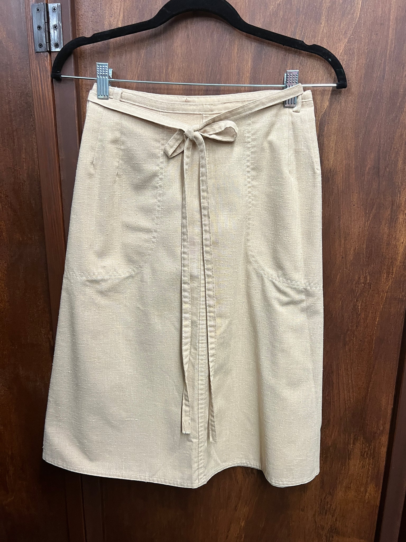 1970s-SKIRT- Century tan wrap skirt aline