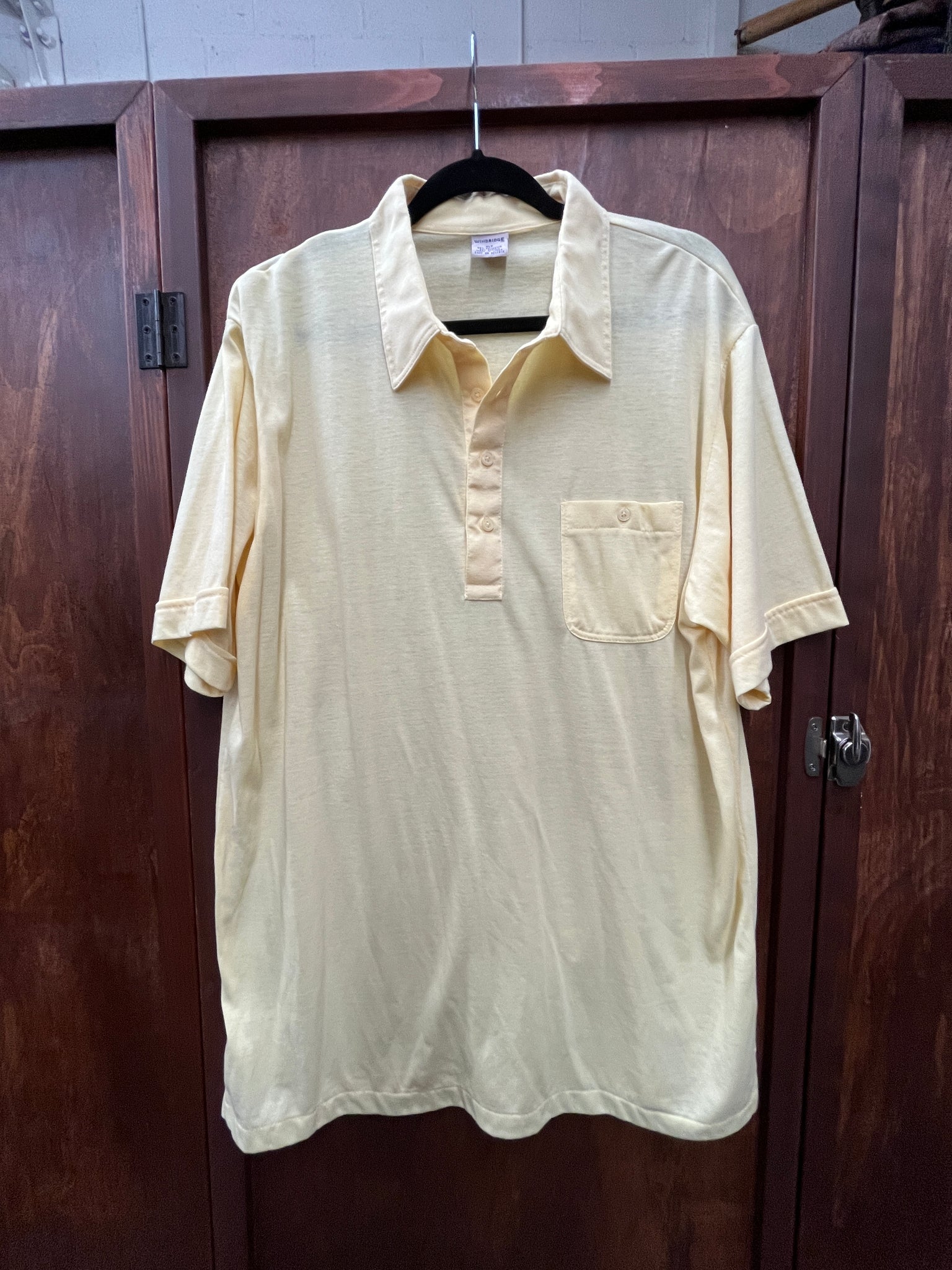 1980s MENS SHIRT-POLO-Windridge- XLT bright yellow