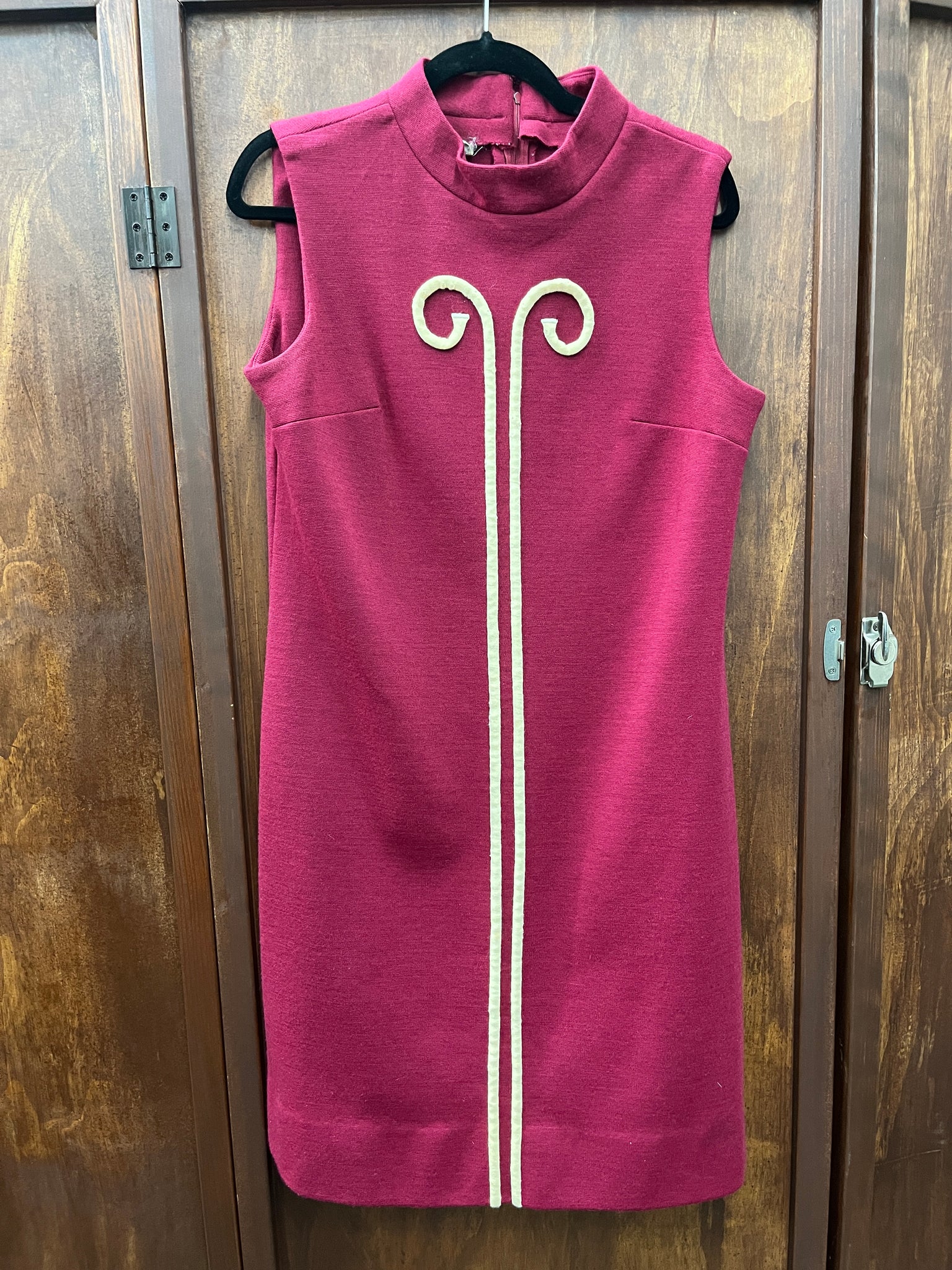 1960S DRESS- Bleecker Street- red wine with cream swirl sleeveless
