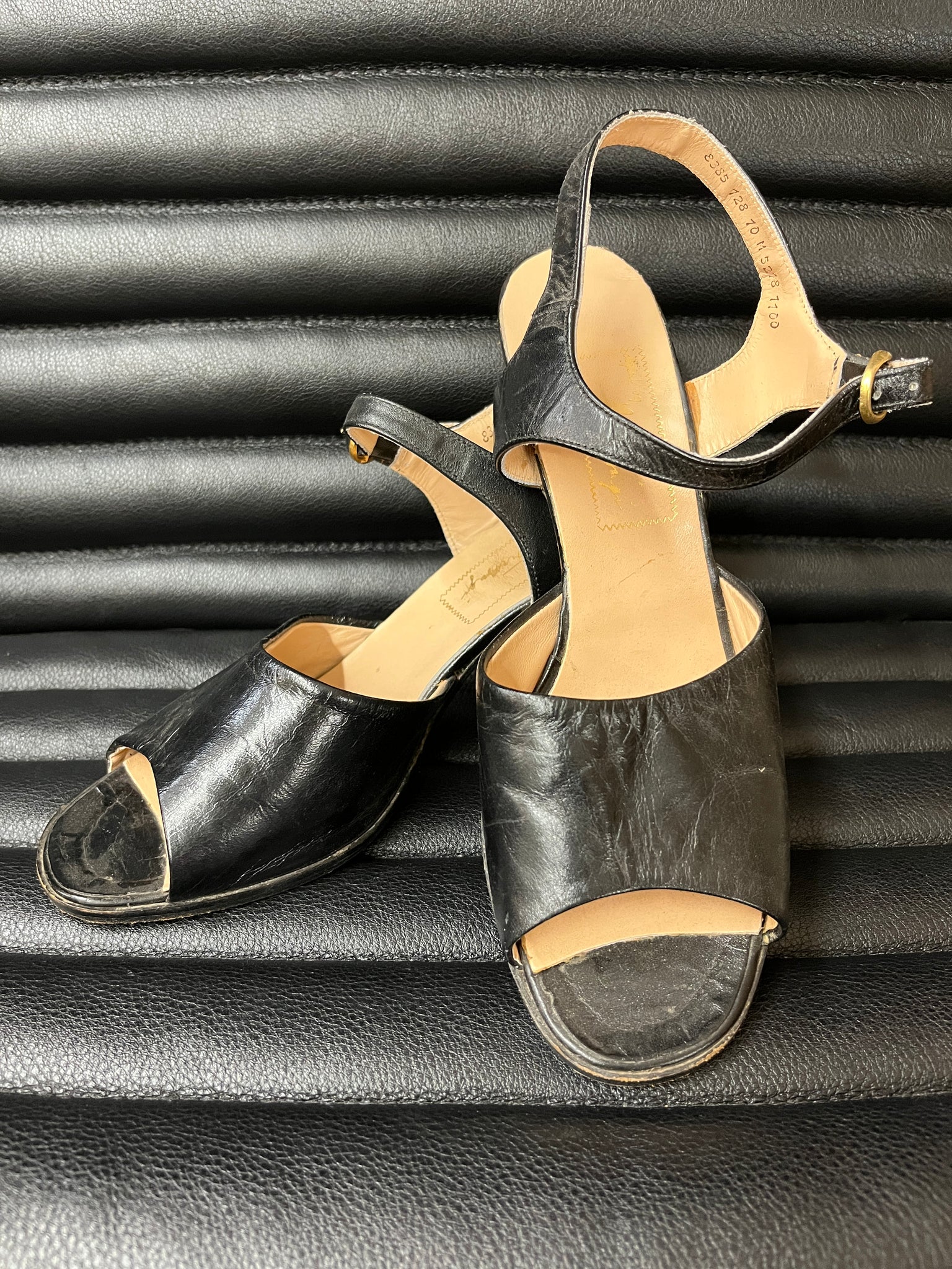 1960s SHOES - Petrabuji- black wedge heel sandal