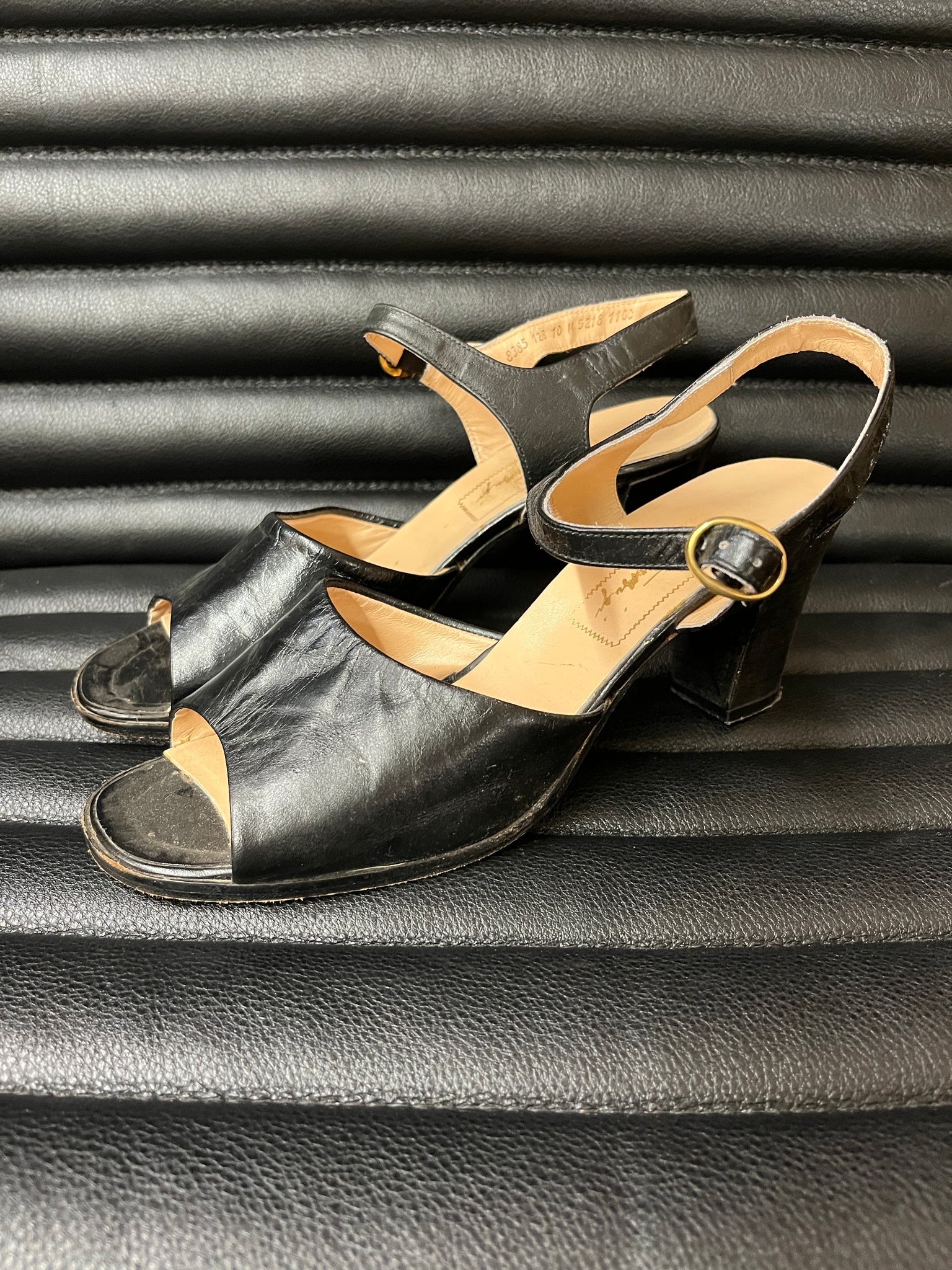 1960s SHOES - Petrabuji- black wedge heel sandal