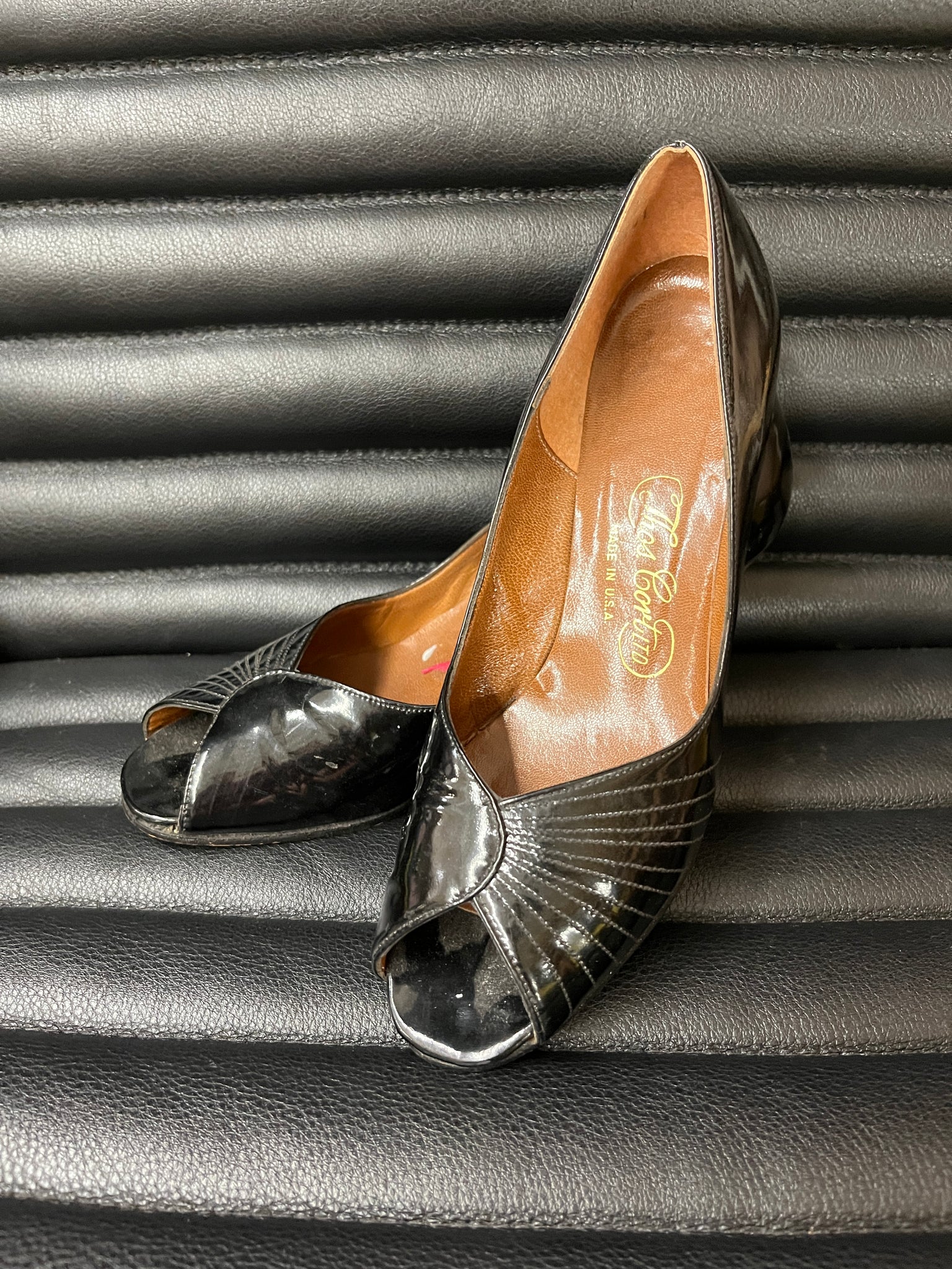 1960s SHOES - Thos Cort Ltd- patent leather peep toe