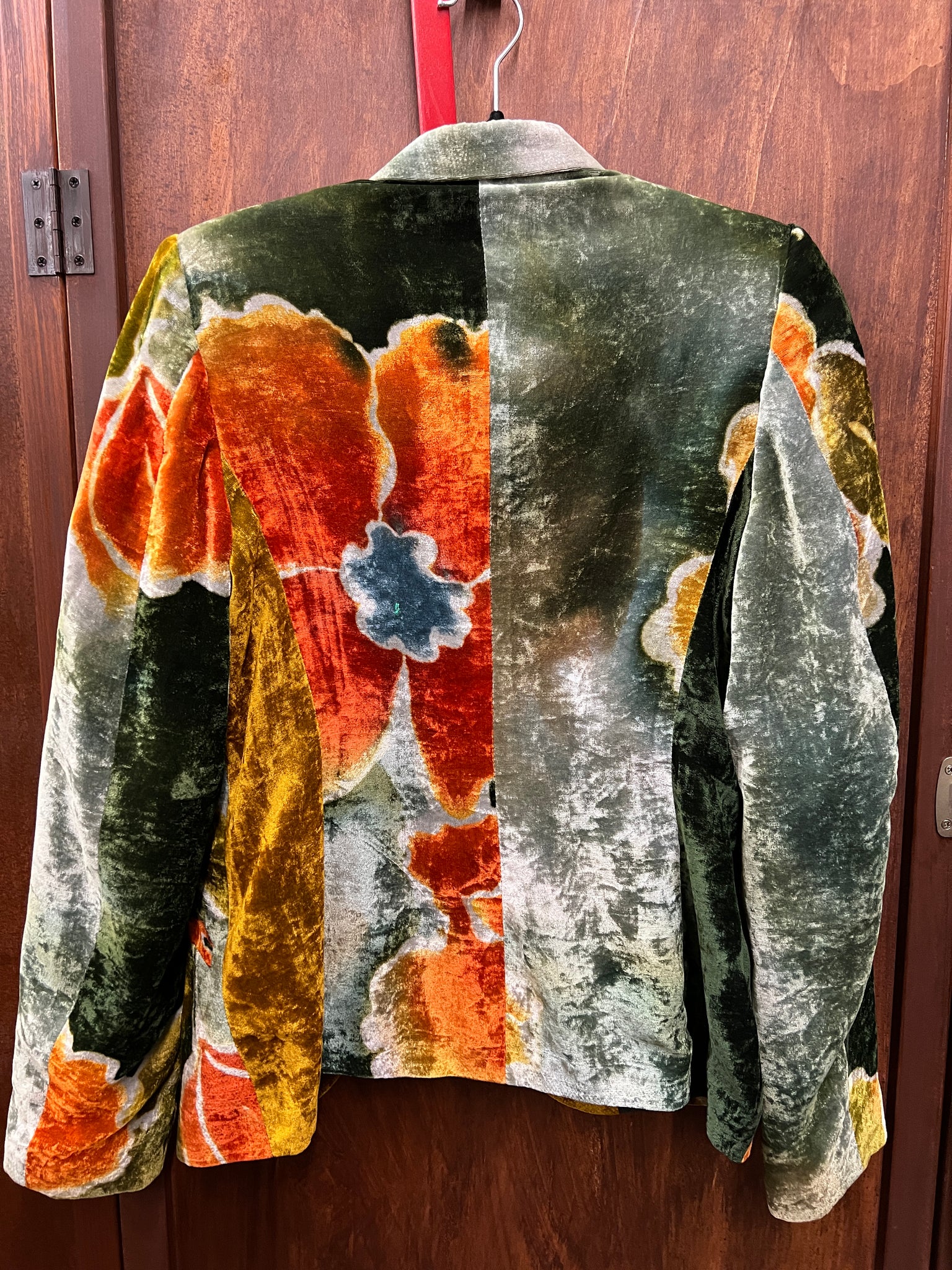 1990s JACKET- silk velvet large floral print