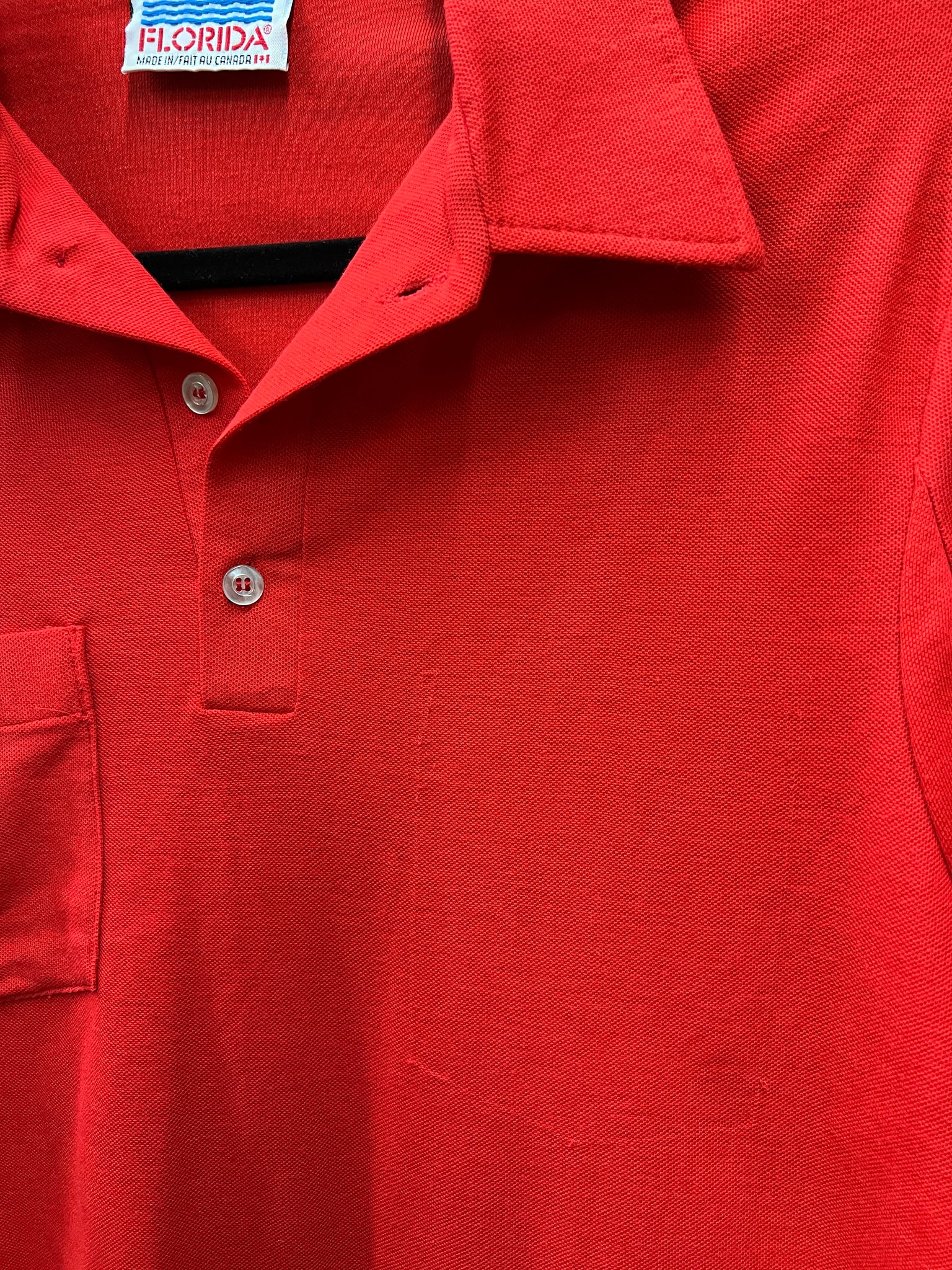 1970s MENS TOP- Florida red polo s/s (AS IS)