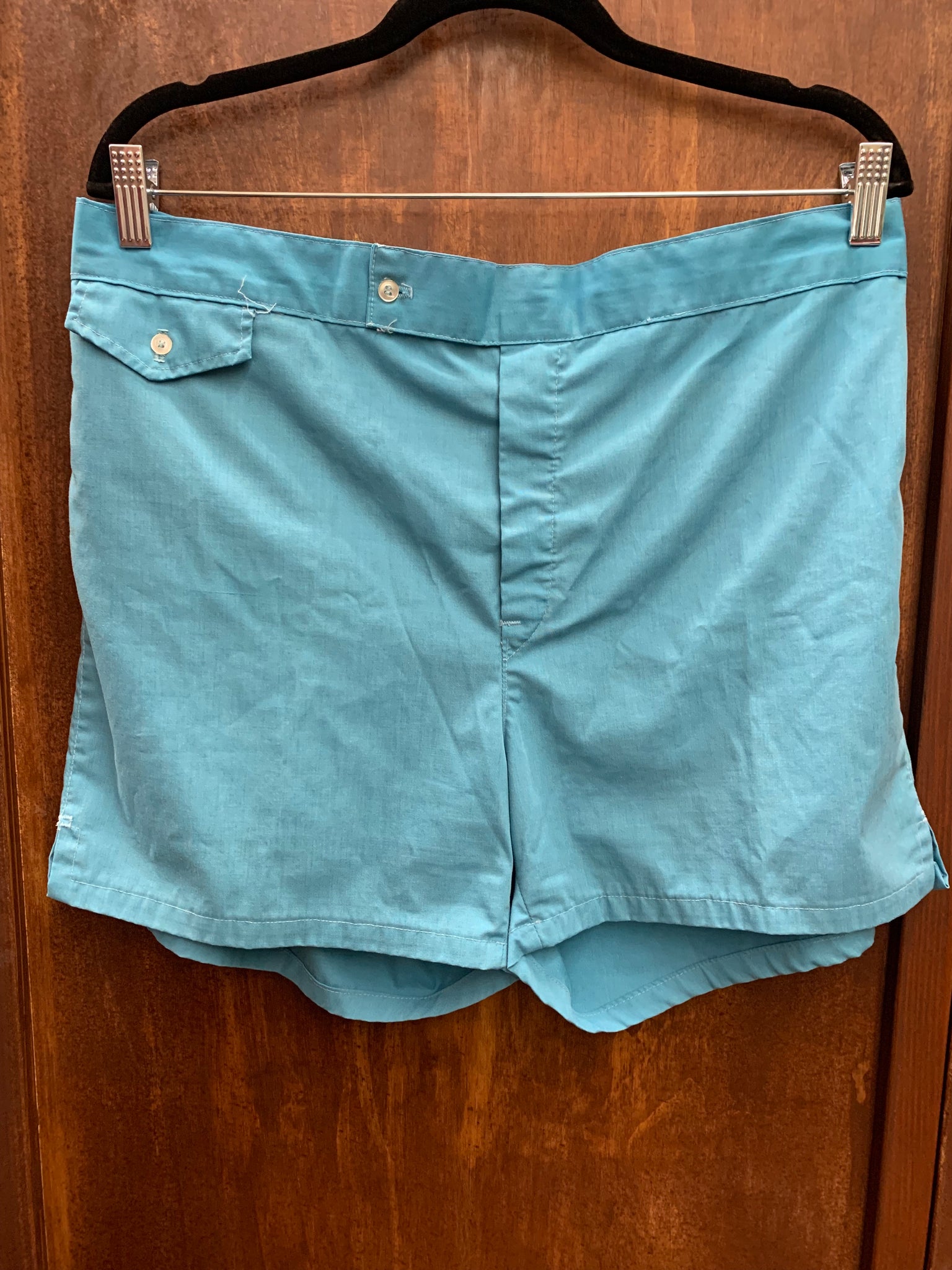 1960s MENS SHORTS- cornflower blue bathing shorts