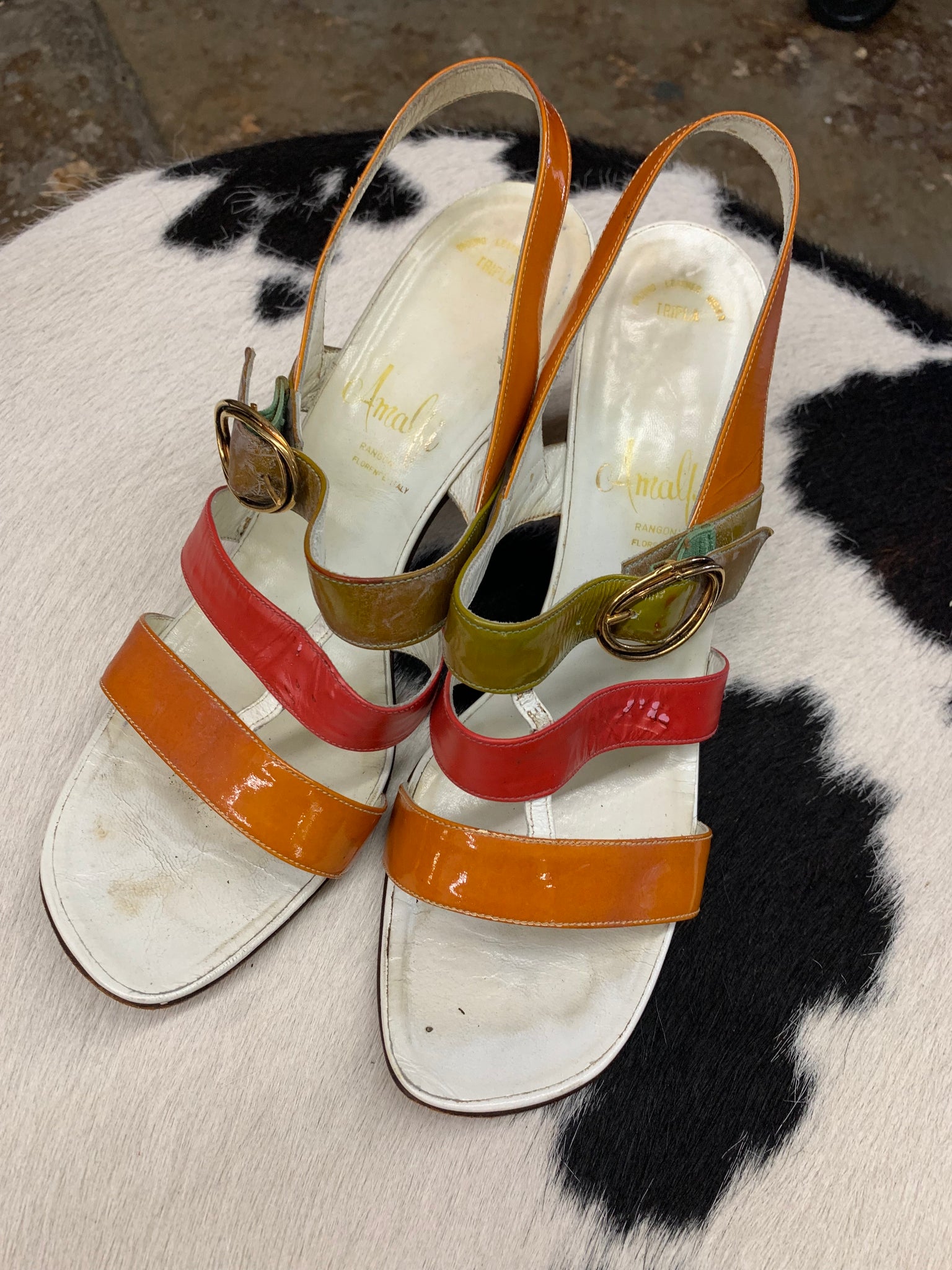 1960s SHOES- Amalfi colored strap sandals 10