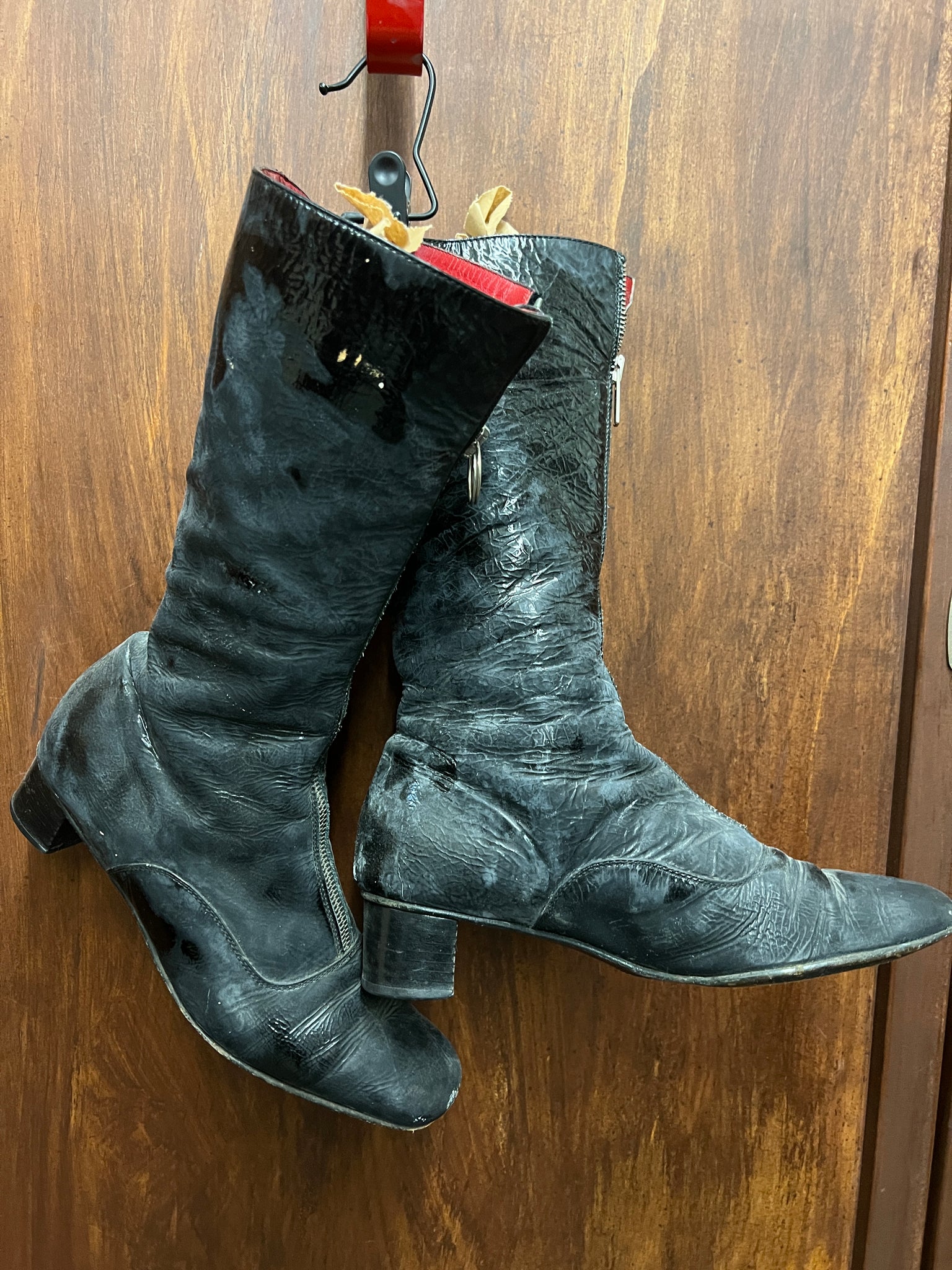 RENTAL 1960s -SHOES-BOOTS- Black GoGo's with zip front