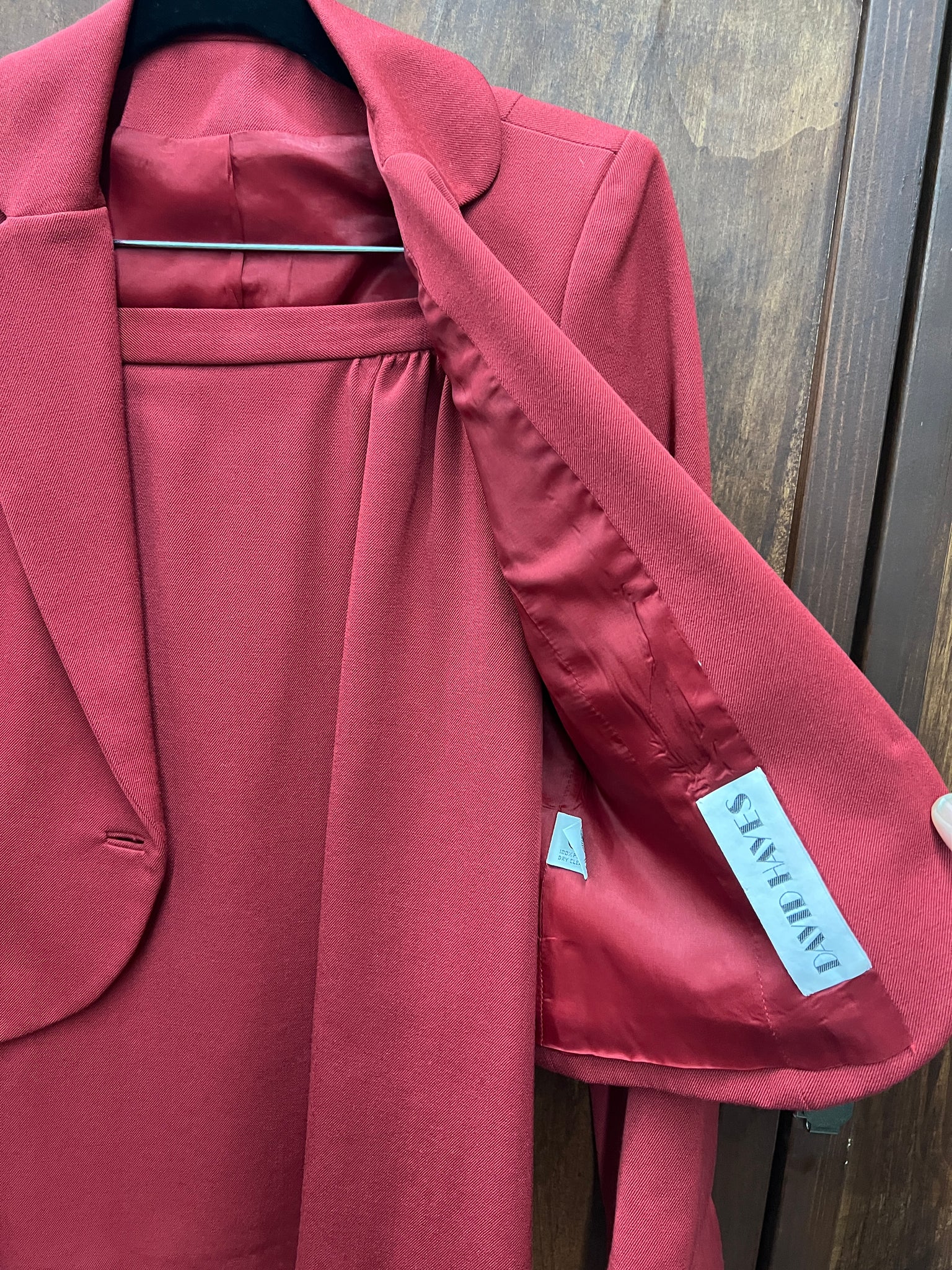 1990s+ 2 PIECE- SKIRT SUIT- David Hayes rust crop blazer/skirt