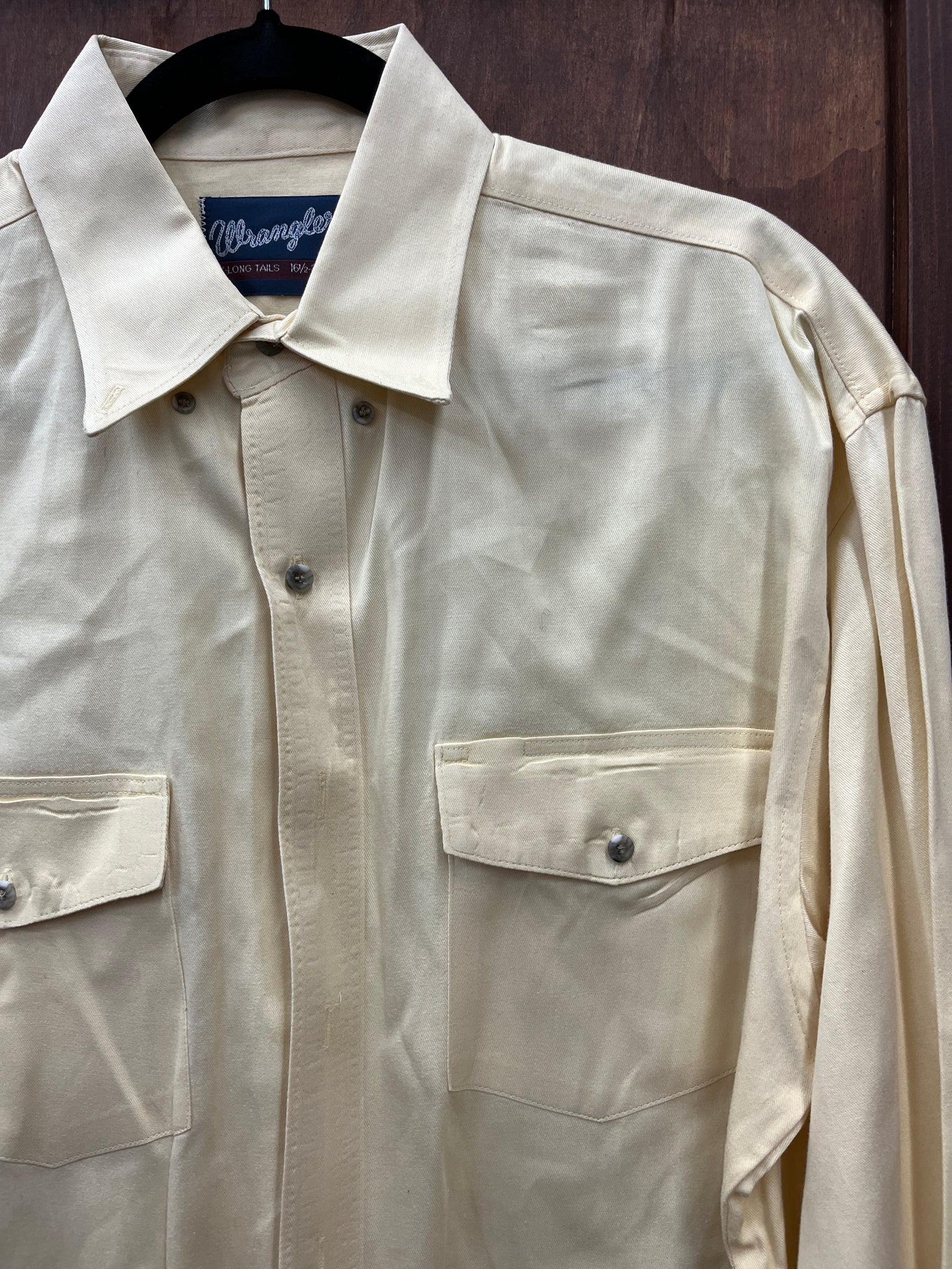 1970s MENS TOP-Wrangler-XL tail yellow button up l/s