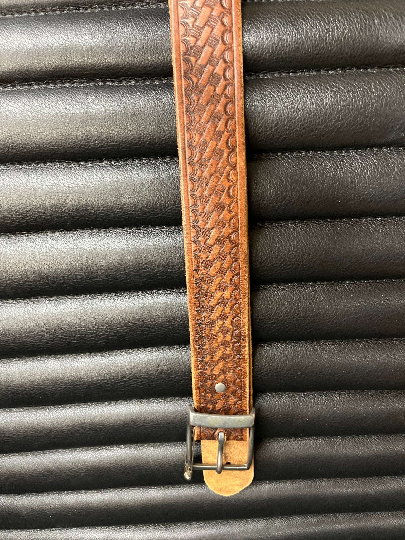 1970s MENS ACCESSORIES- brown leather western belt