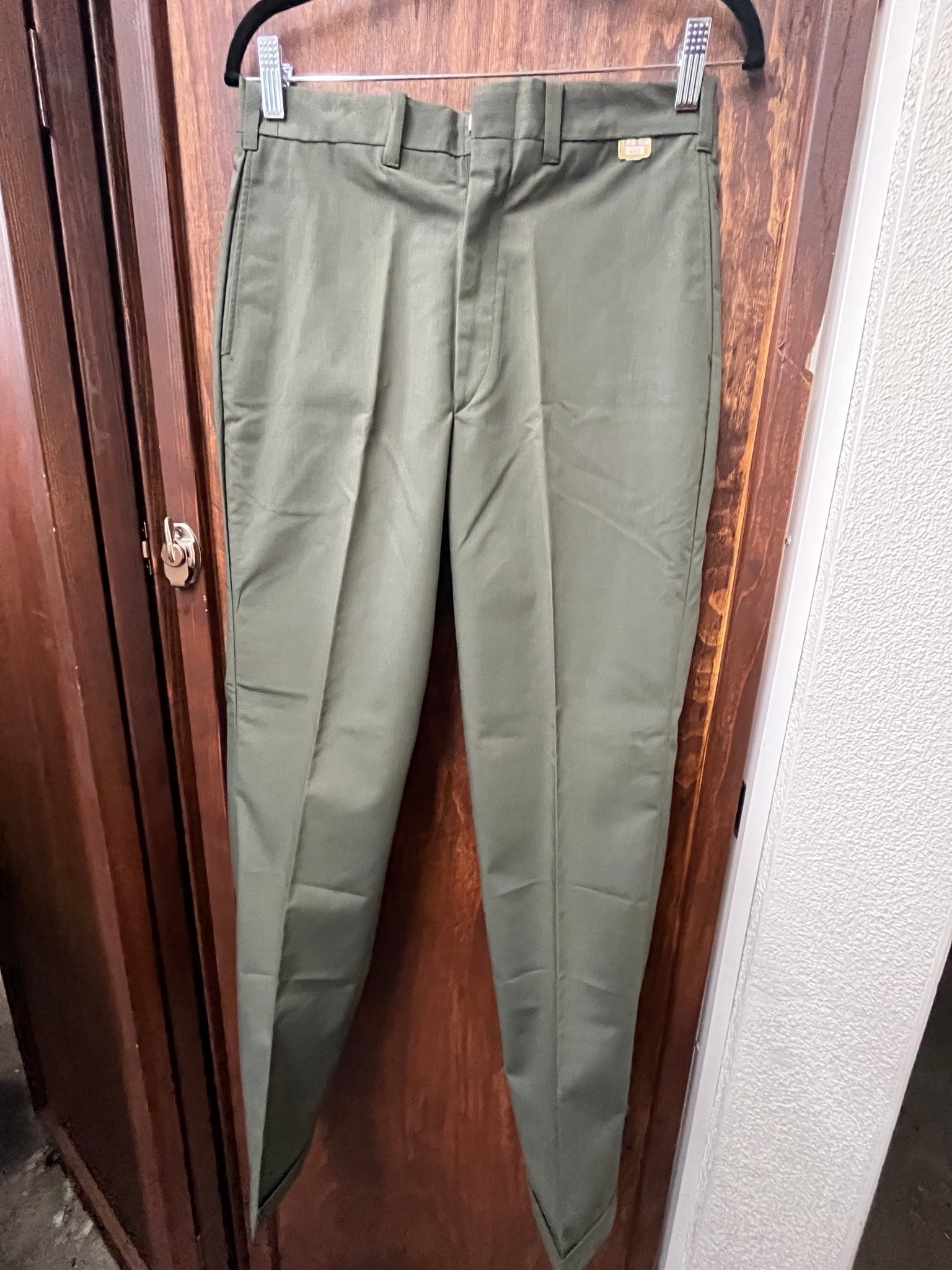 1960s MULTIPLES- MENS PANTS-Carwood DRAB OLIVE workwear