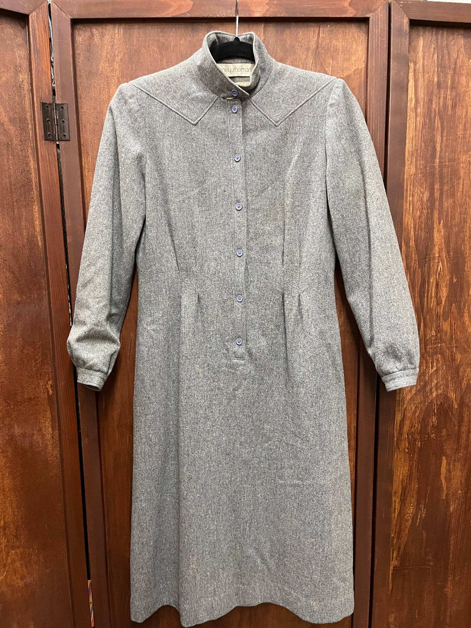 1980s DRESS- Stanley Sherman grey wool coat style