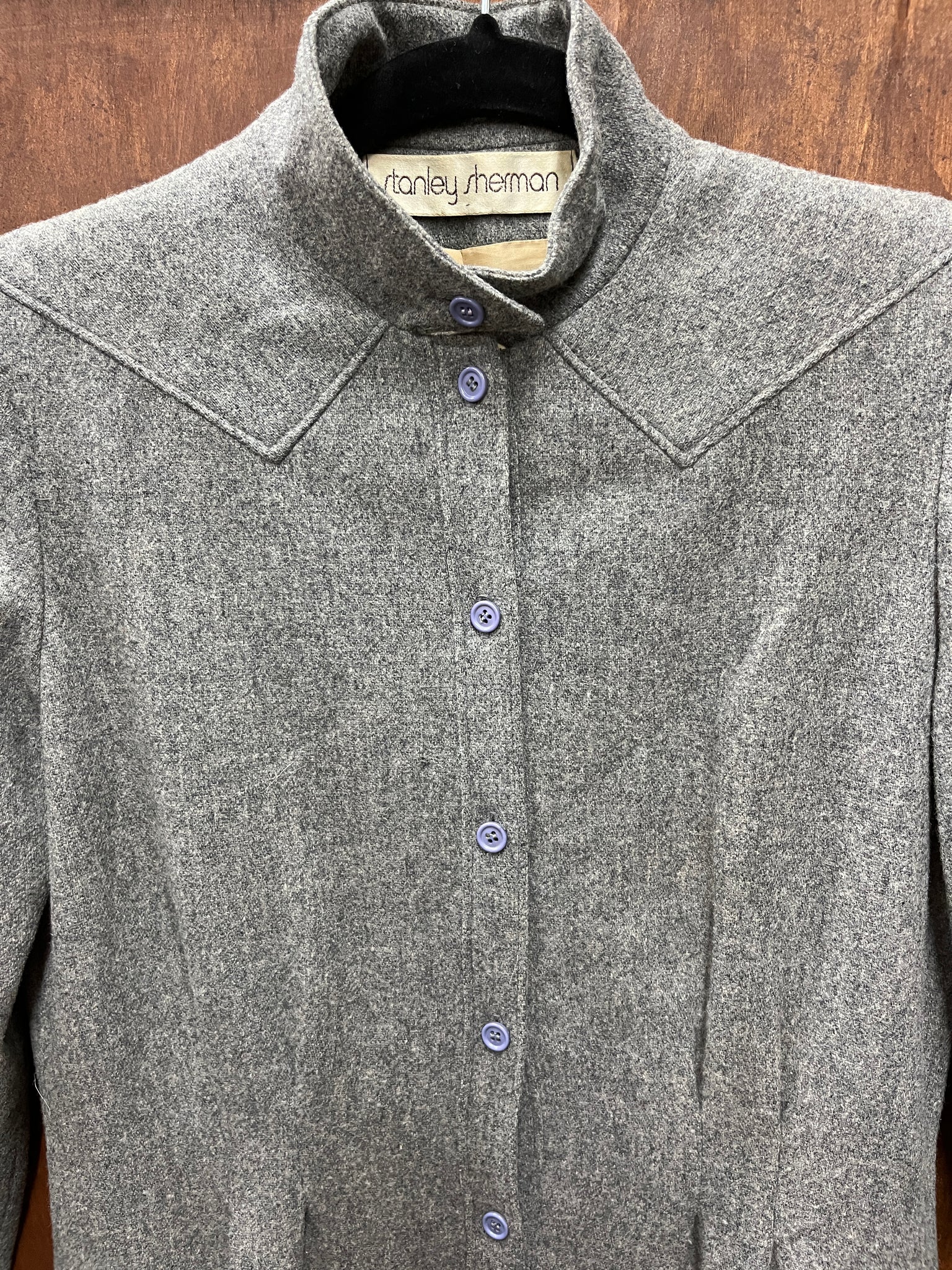 1980s DRESS- Stanley Sherman grey wool coat style