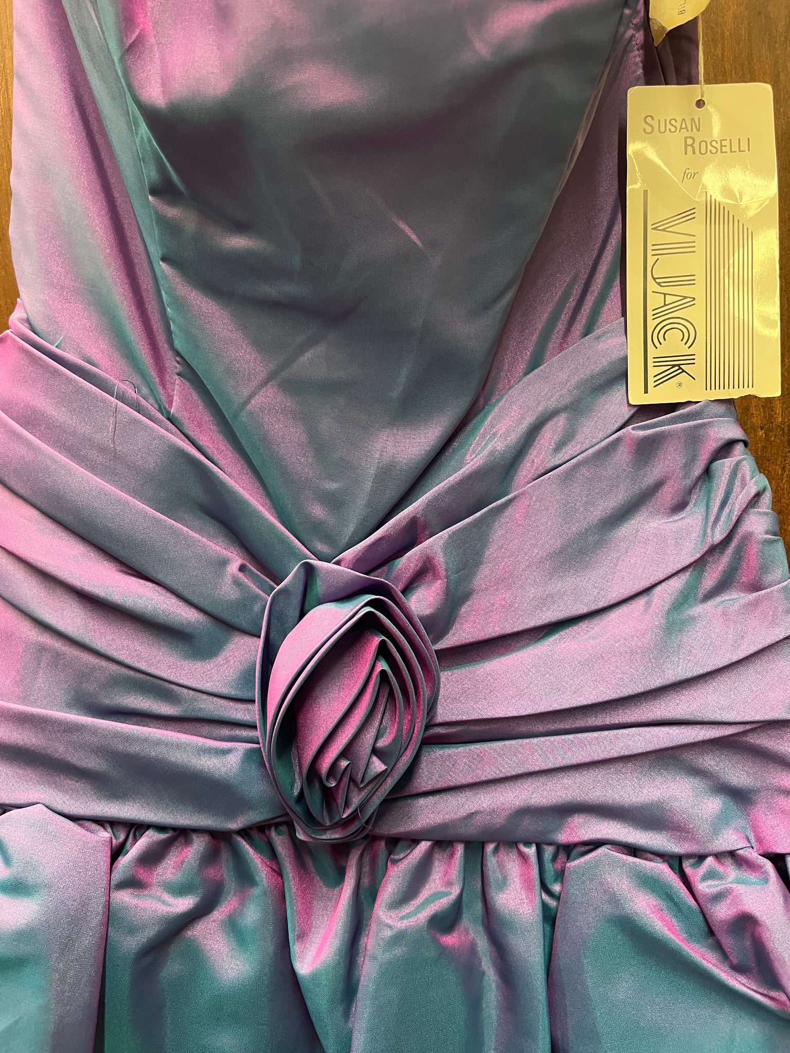 1980s DRESS- Vijack purple irredescent strapless PROM