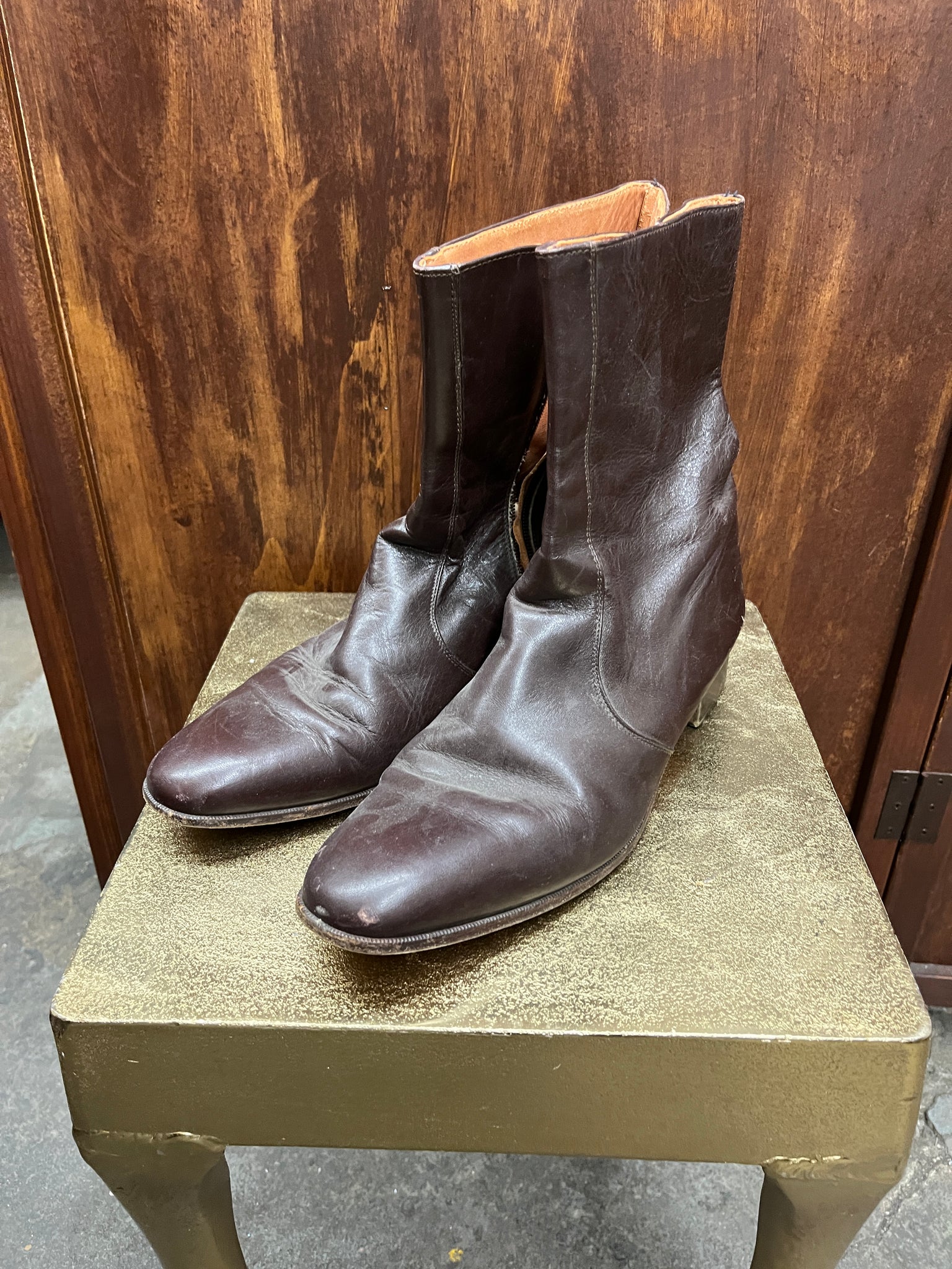 1960s MENS SHOES- BOOTS-Vero Pelle- dark brown beatle boots