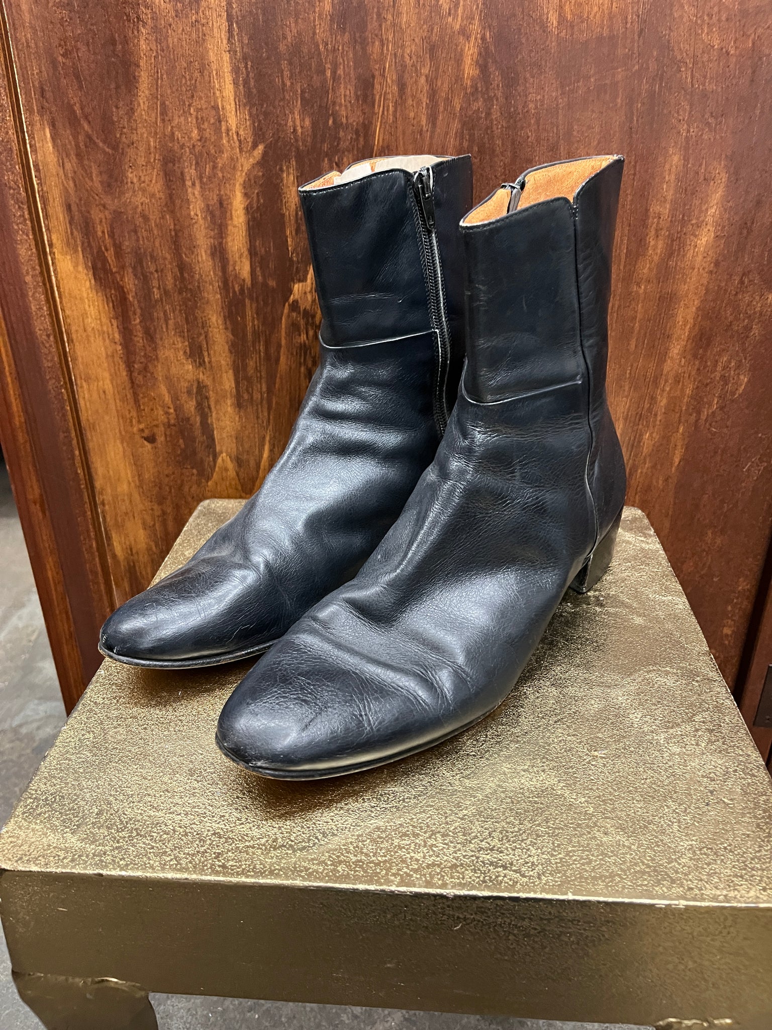 1960s MENS SHOES- BOOTS-Vero Cuoio- dark blue beatle boots