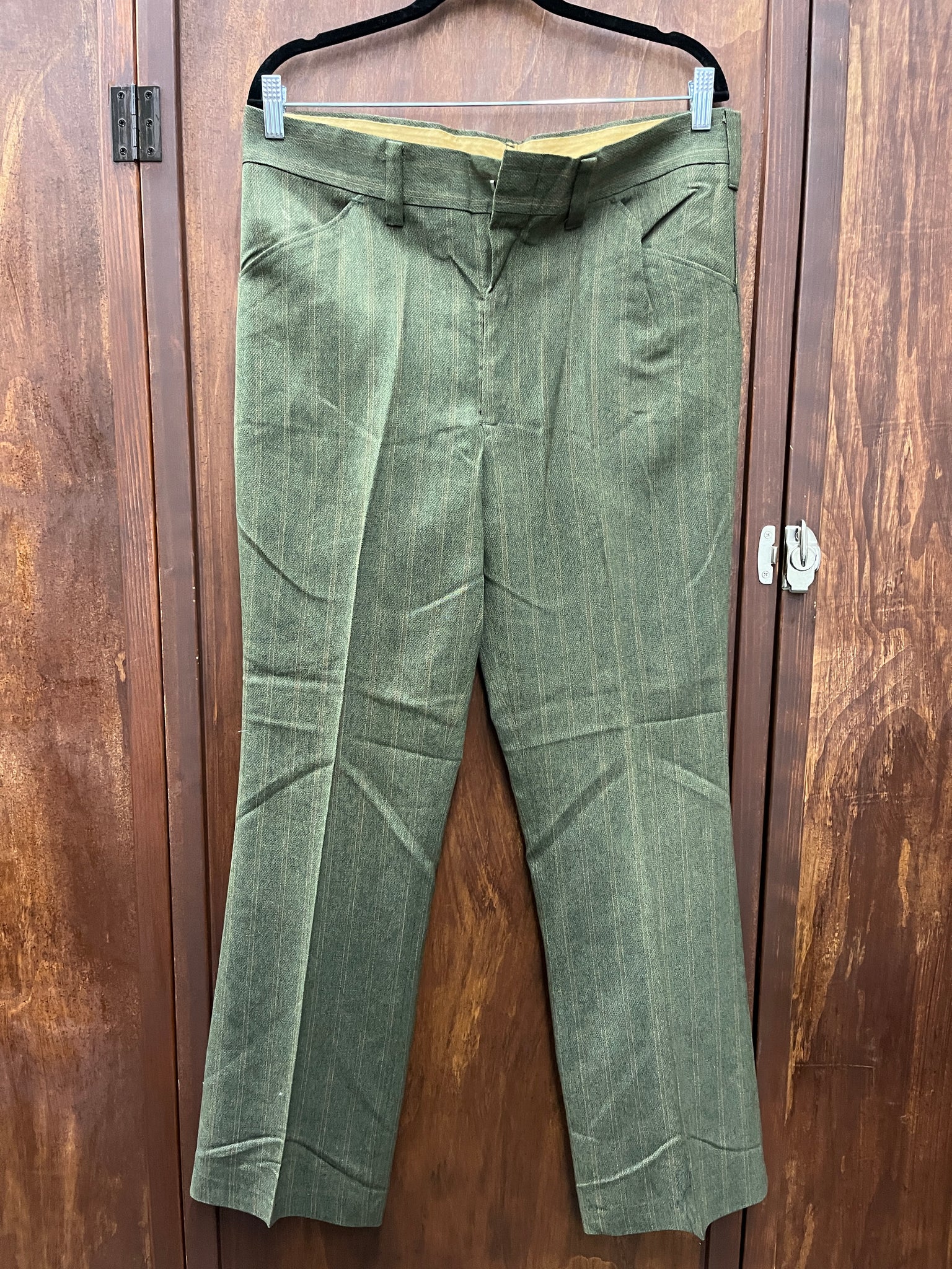 1960s MENS PANTS-Montgomery Ward-green pinstripe
