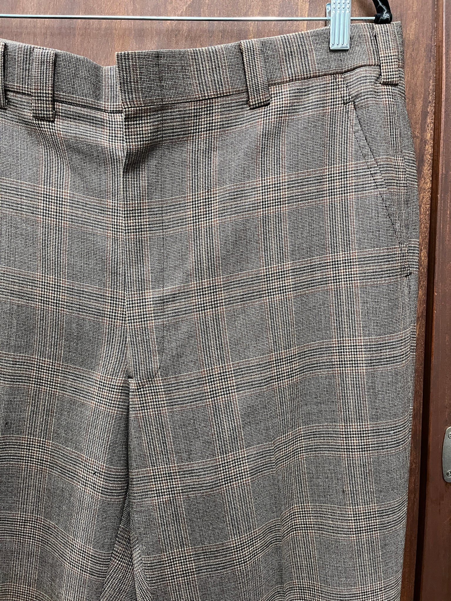 1960s MENS PANTS- brown orange plaid
