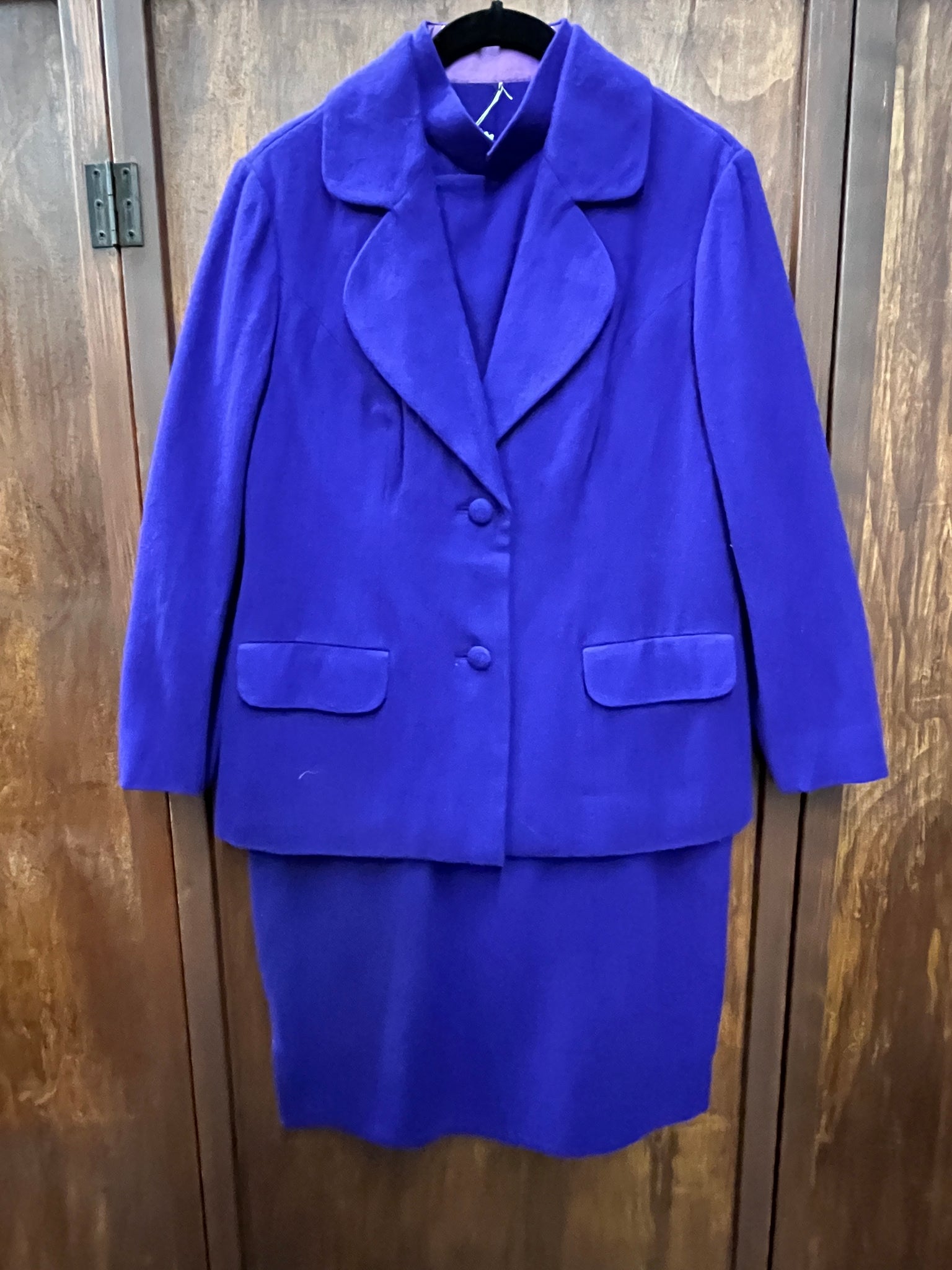 1960S 2 PIECE- Purple wool dress/jacket set