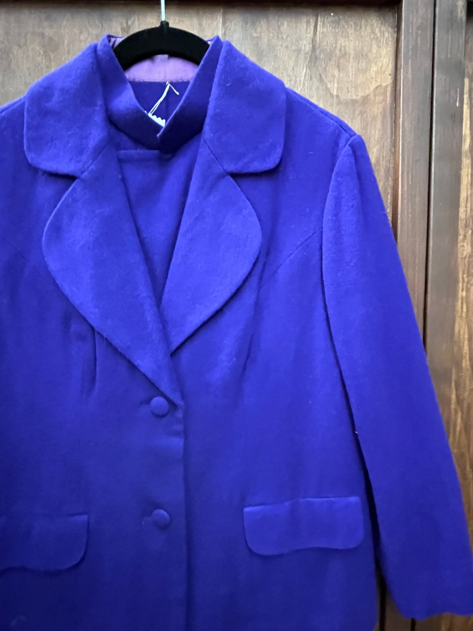 1960S 2 PIECE- Purple wool dress/jacket set