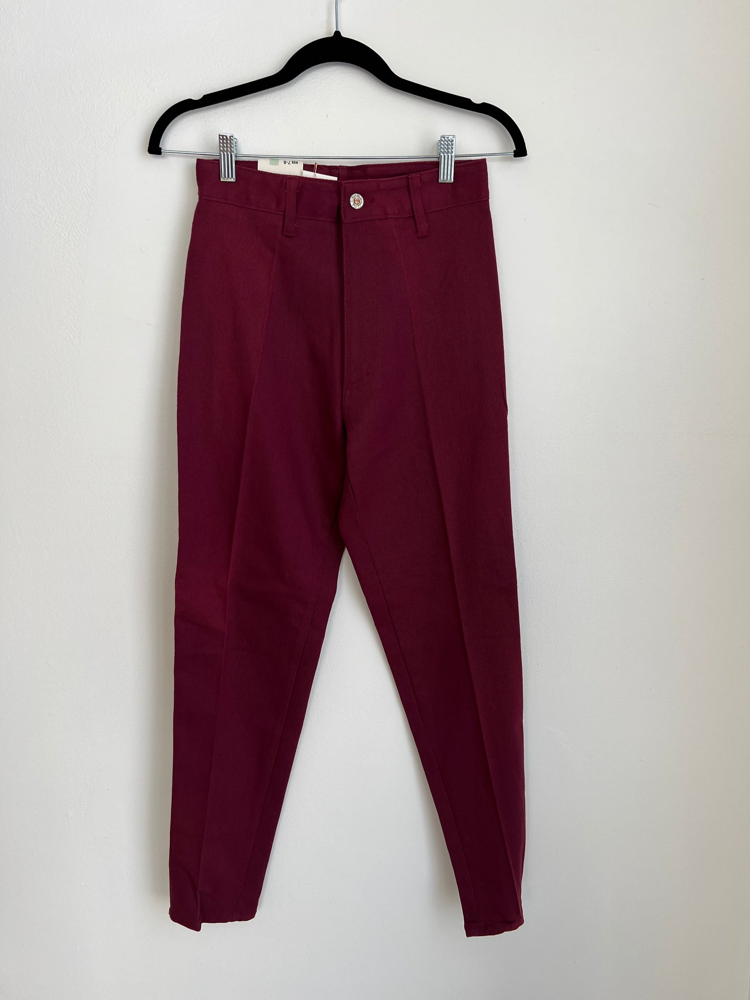 1980s MULTIPLES-PANTS- LeBon maroon high waisted stretch jeans