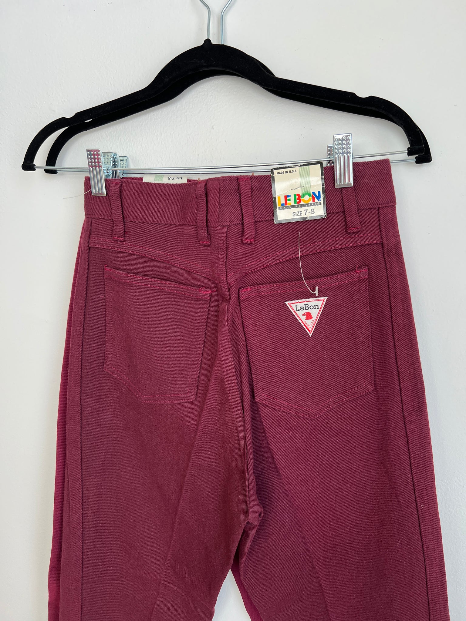 1980s MULTIPLES-PANTS- LeBon maroon high waisted stretch jeans