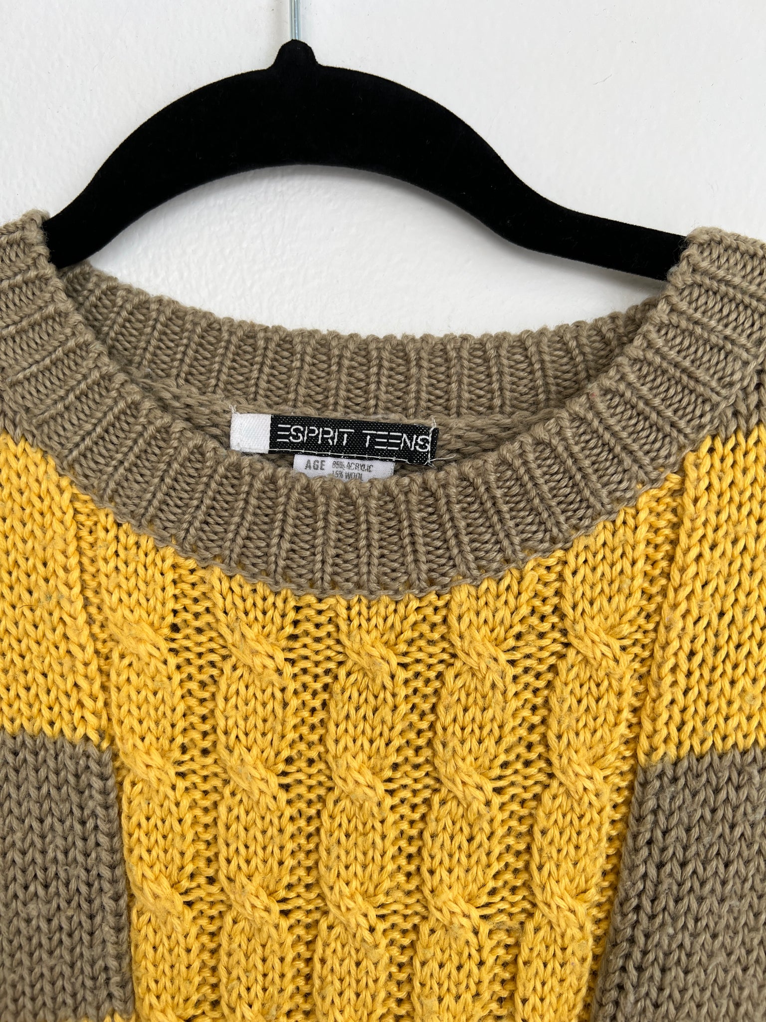1980s SWEATER-Esprit Teen yellow/ grey