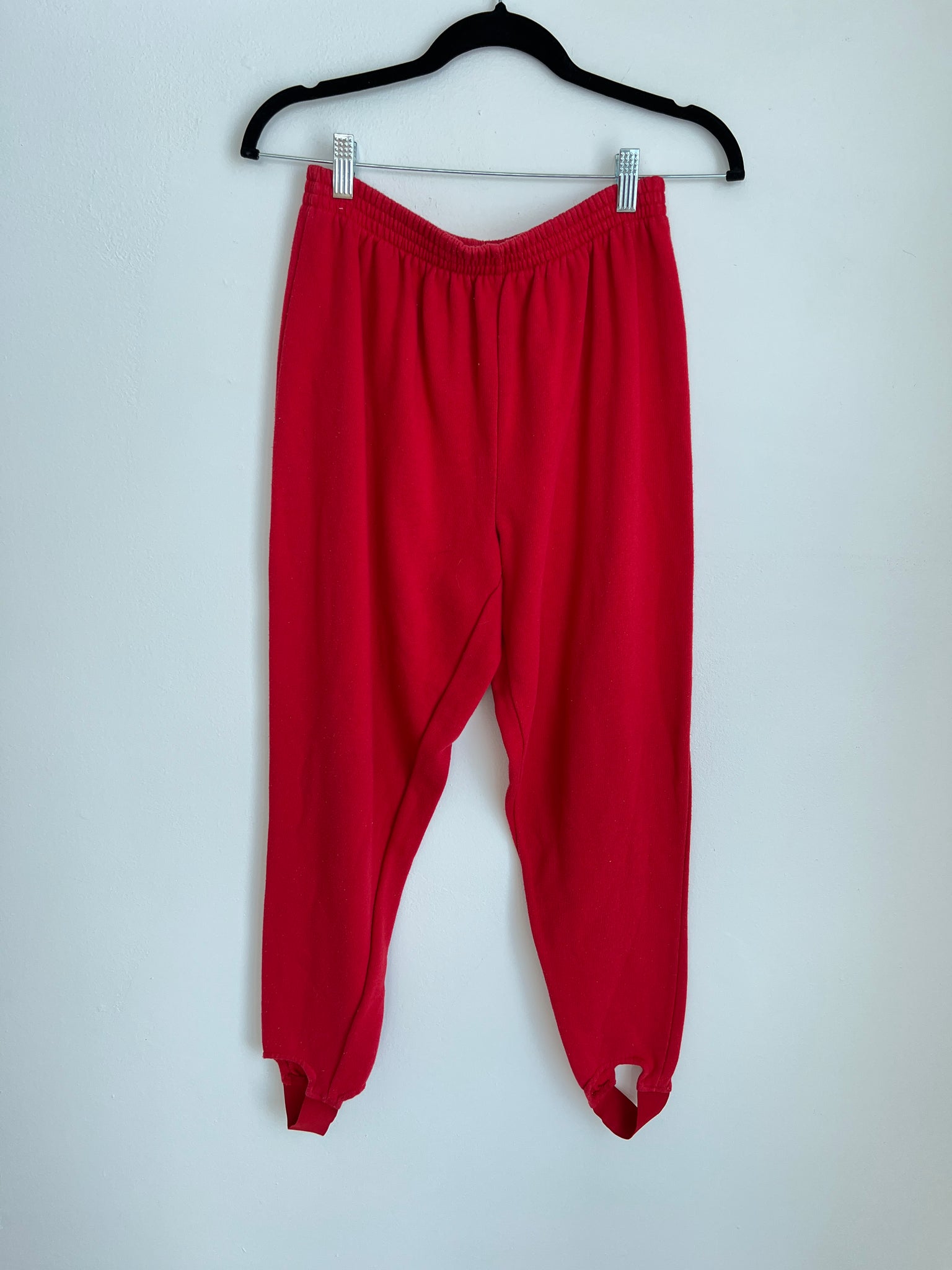 1980s PANTS- red stirup sweatpants