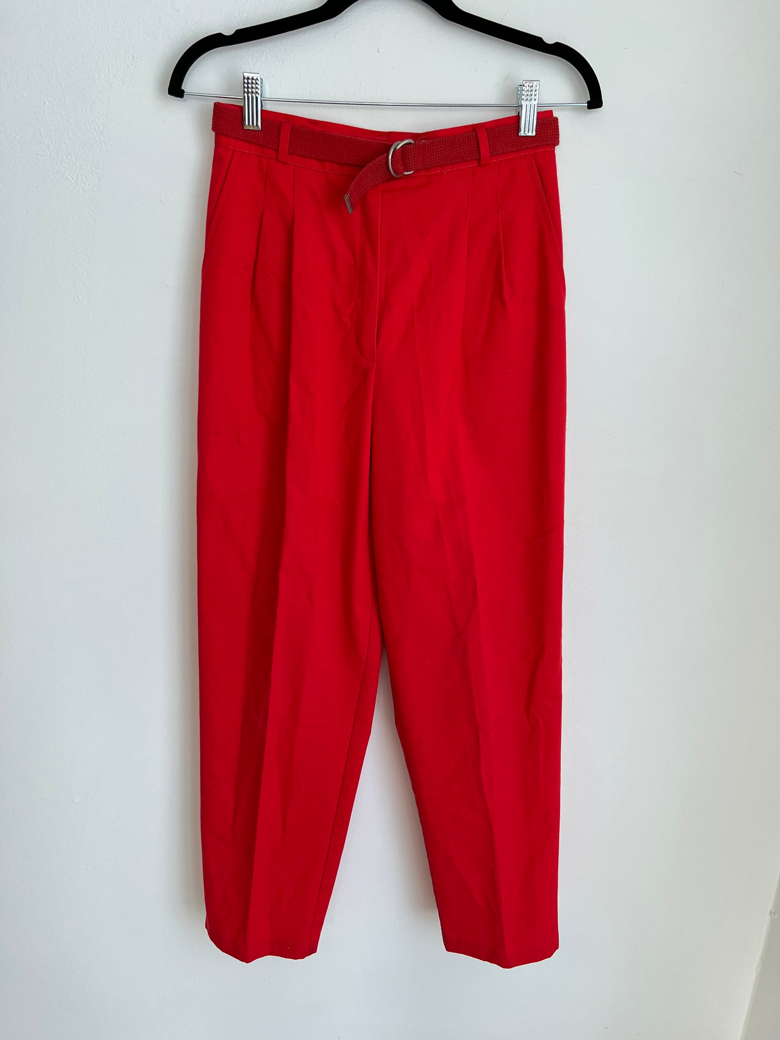 1980s PANTS- Counterparts red pleated w/ belt