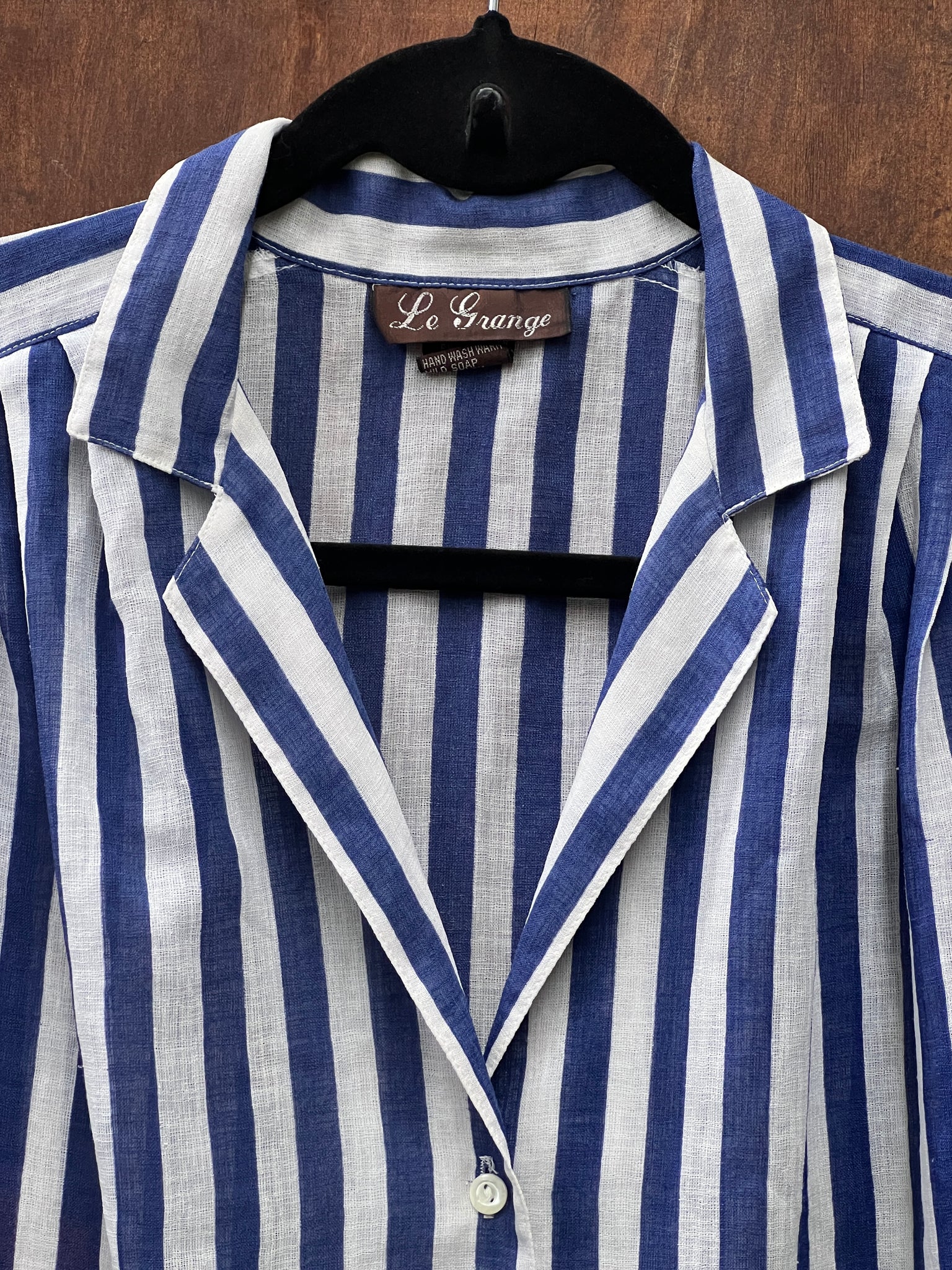 1990s TOPS- Le Grange blue/white stripe s/s AS IS