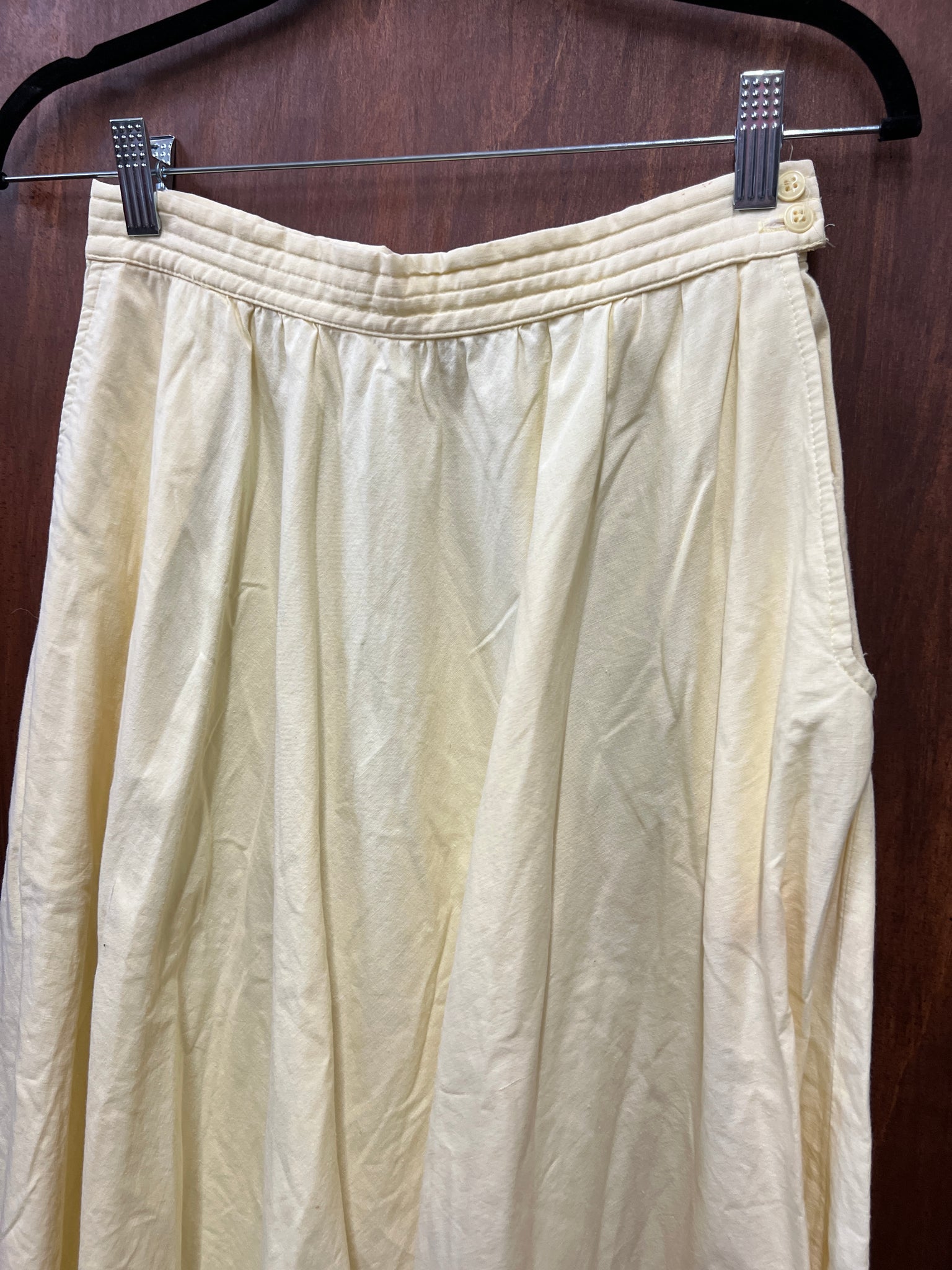 1980s SKIRT- Summit Yellow side button/pockets