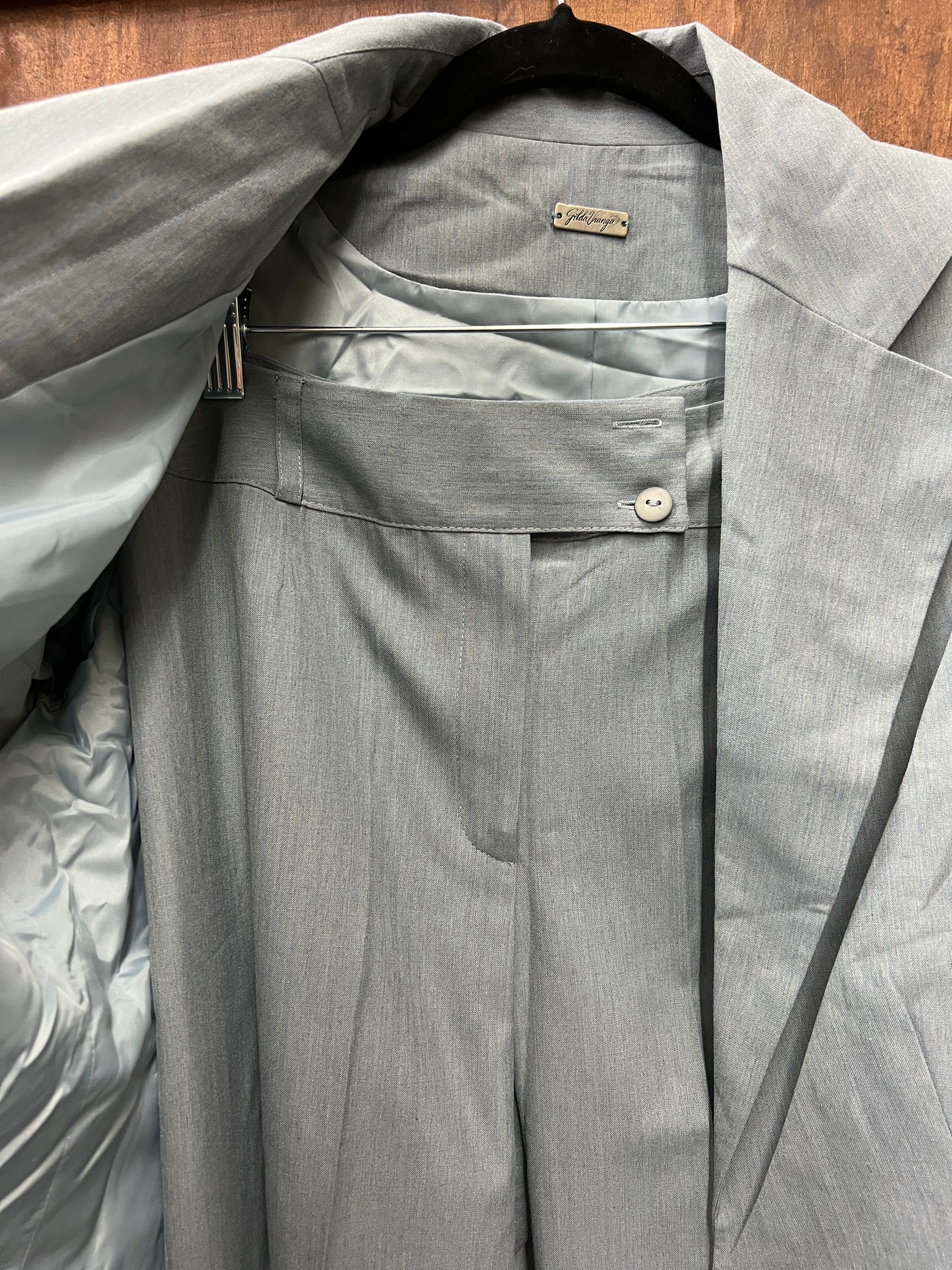 1990s 2 PIECE- Pant Suit- Gilda Vranga steel blue